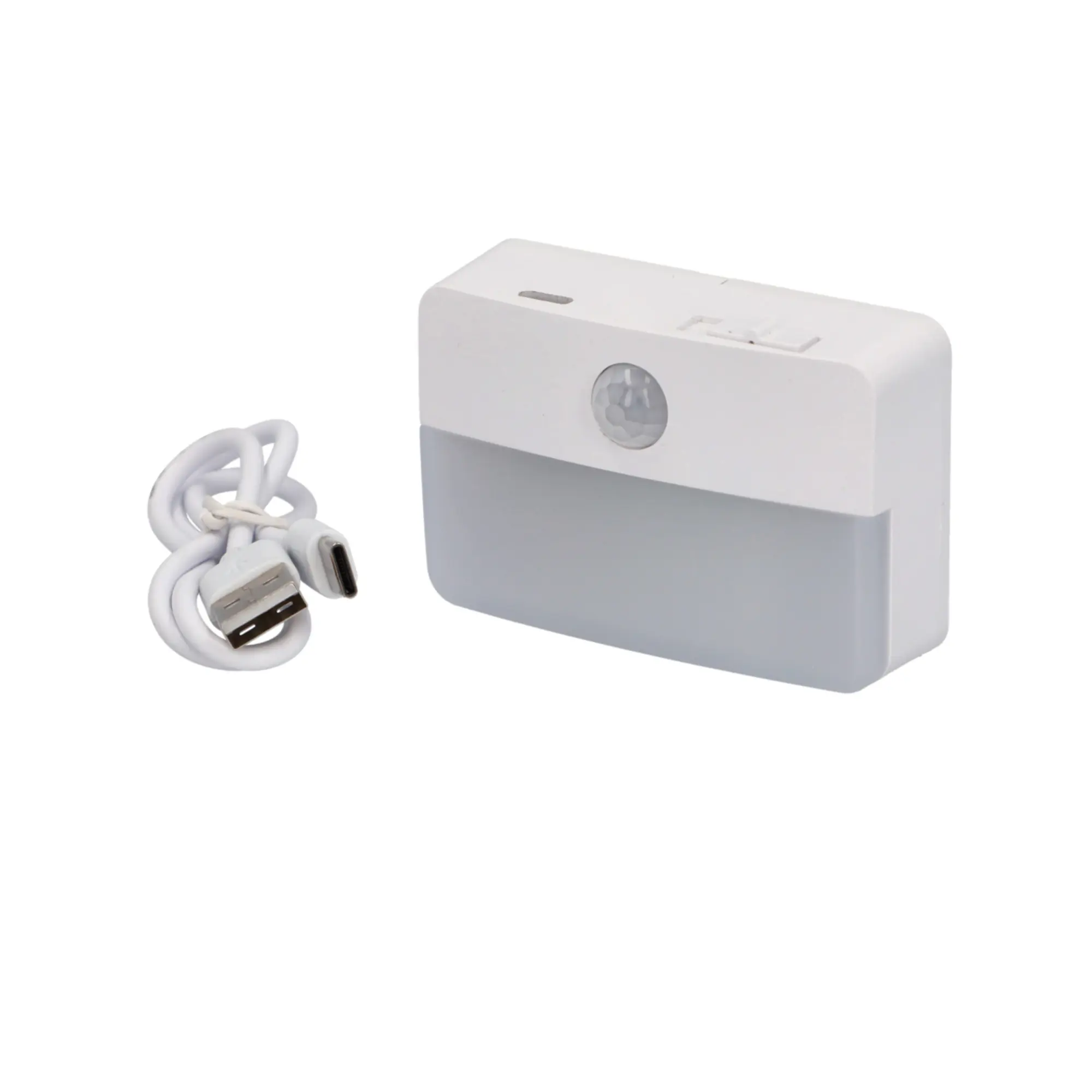 Unitec LED-Nachtlicht mit Bewegungsmelder + Dämmerungssschalter USB wiederaufladbar weiß