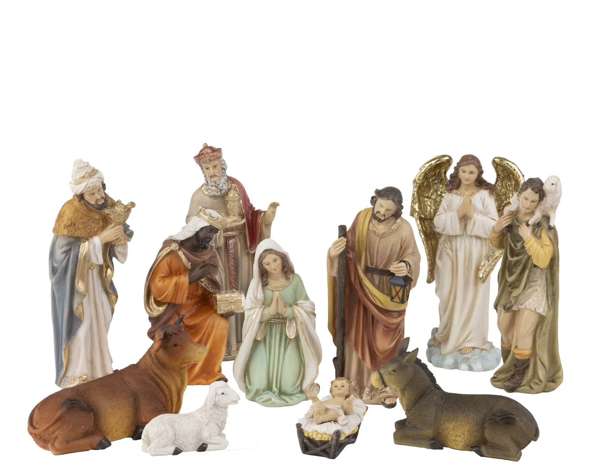 Dekofiguren Weihnachtskrippe Polyresin bunt 11 Stück