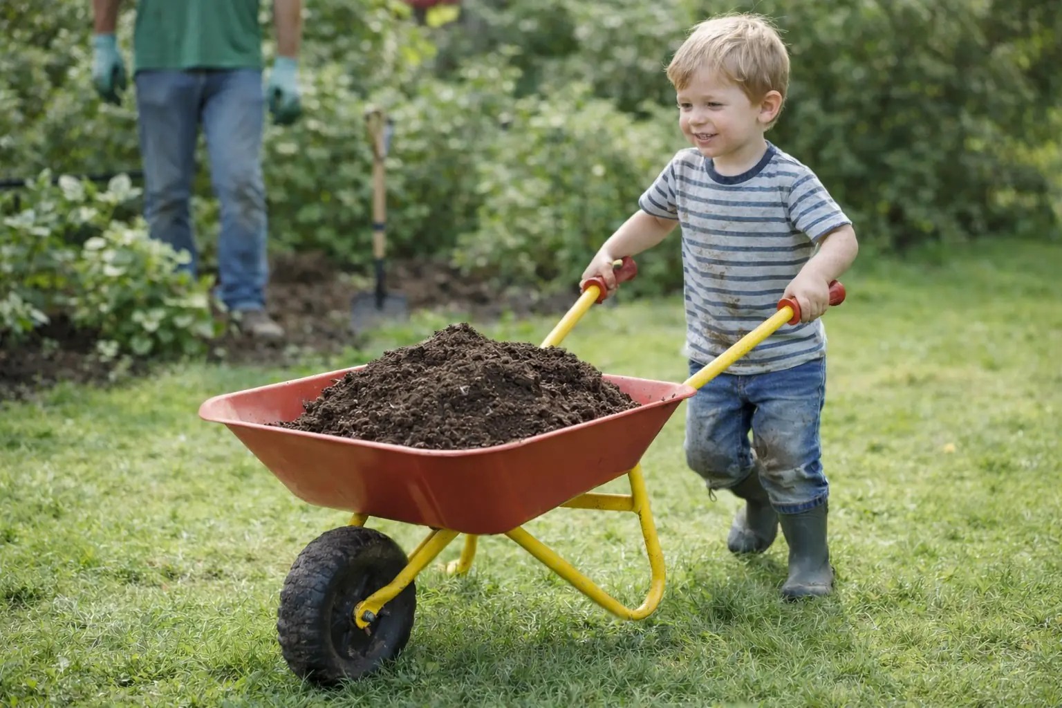 Kinderschubkarre rot gelb 76 x 38 x 38 cm