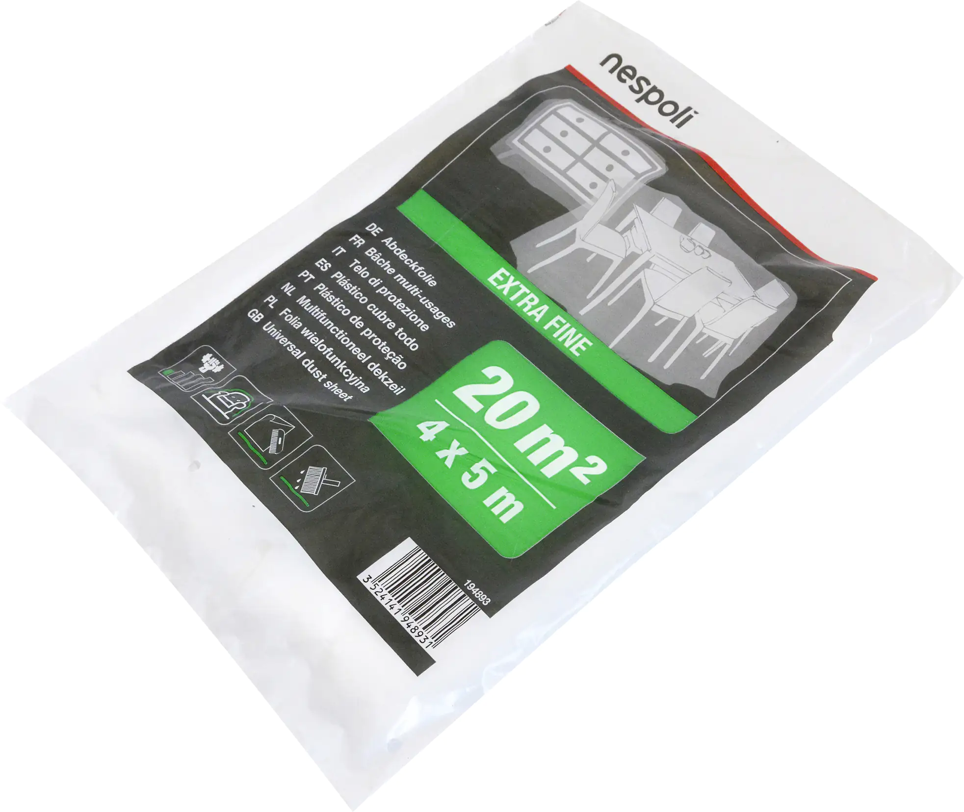 Nespoli Abdeckfolie, 5 x 4 m = 20 m² transparent