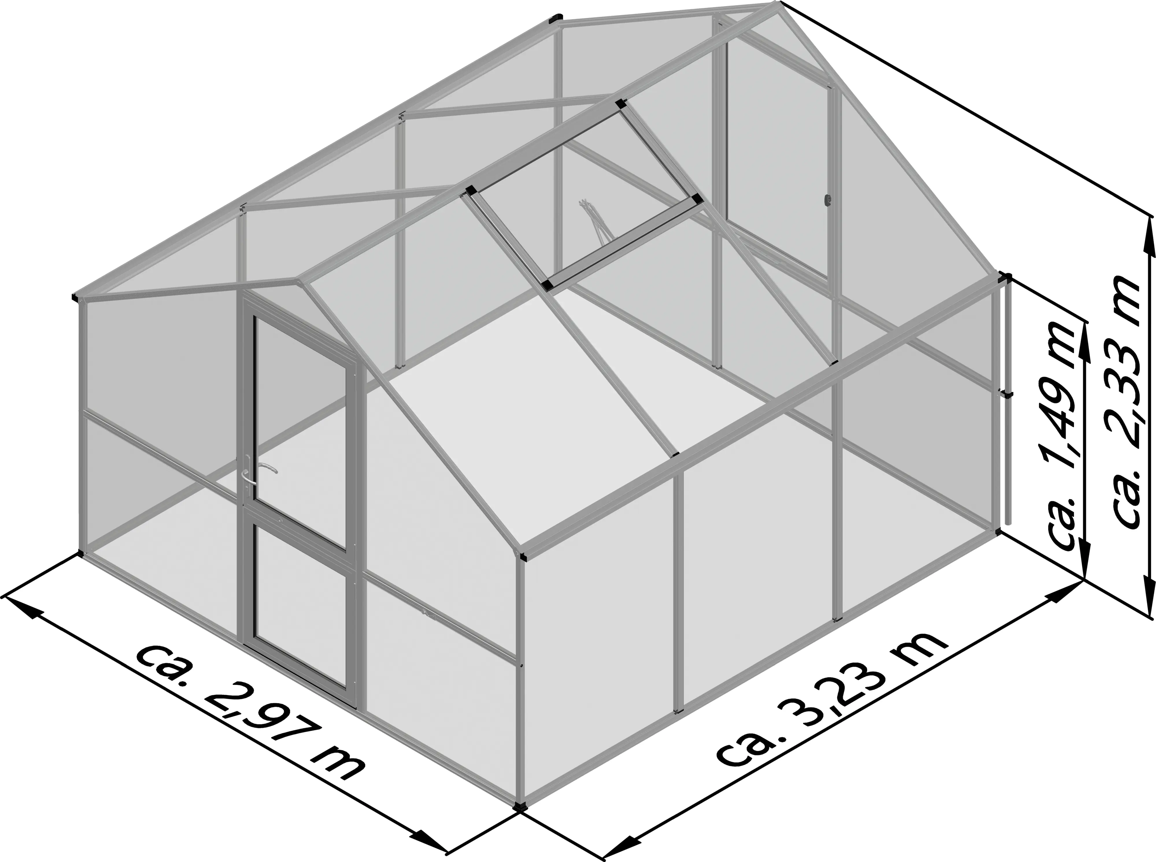 KGT Alu-Gewächshaus Orchidee III 297 x 323 cm KGT Alu-Gewächshaus Orchidee III 297 x 323 cm