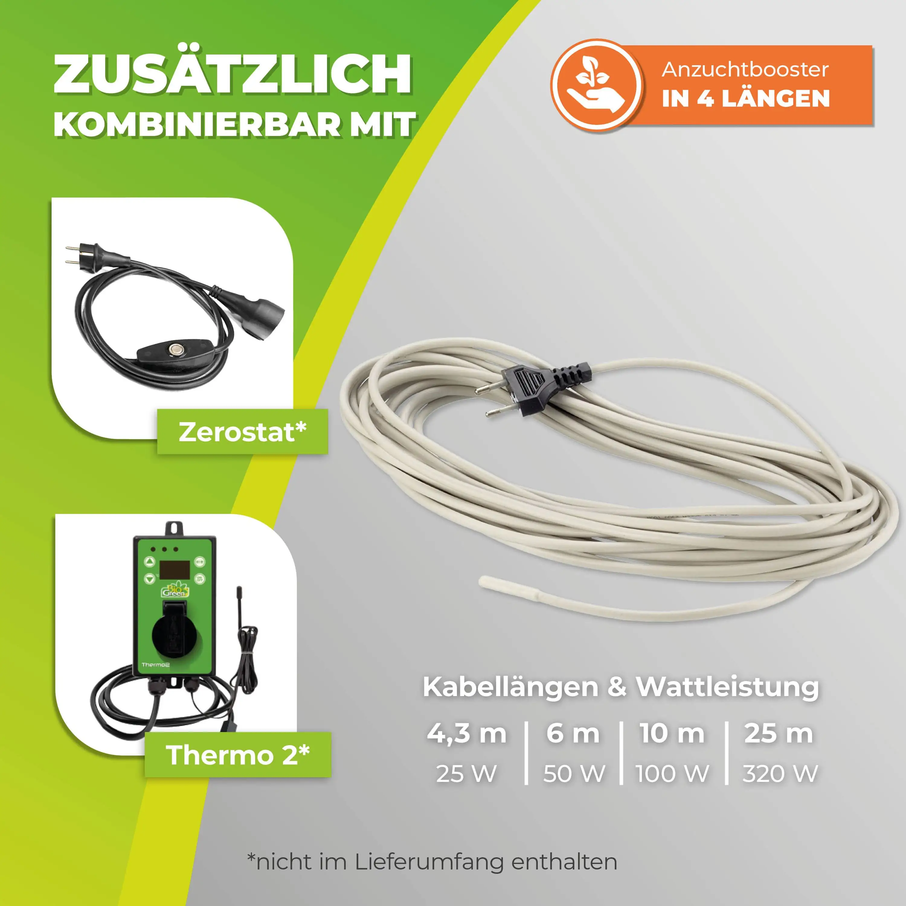 BioGreen Bodenheizkabel für Pflanzen weiß 4,3 m 25 W