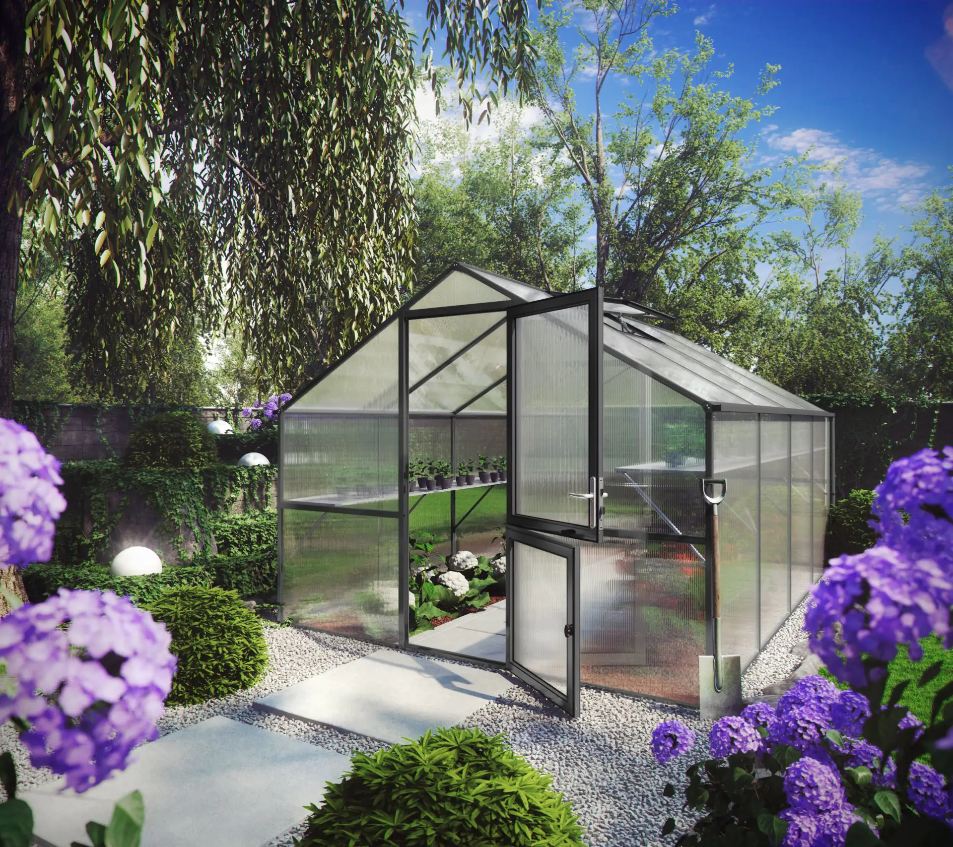 4260120342497_1078504 KGT Gewächshaus Orchidee IV 4,29 x 2,97 x 2,15 m, nthrazit-grau