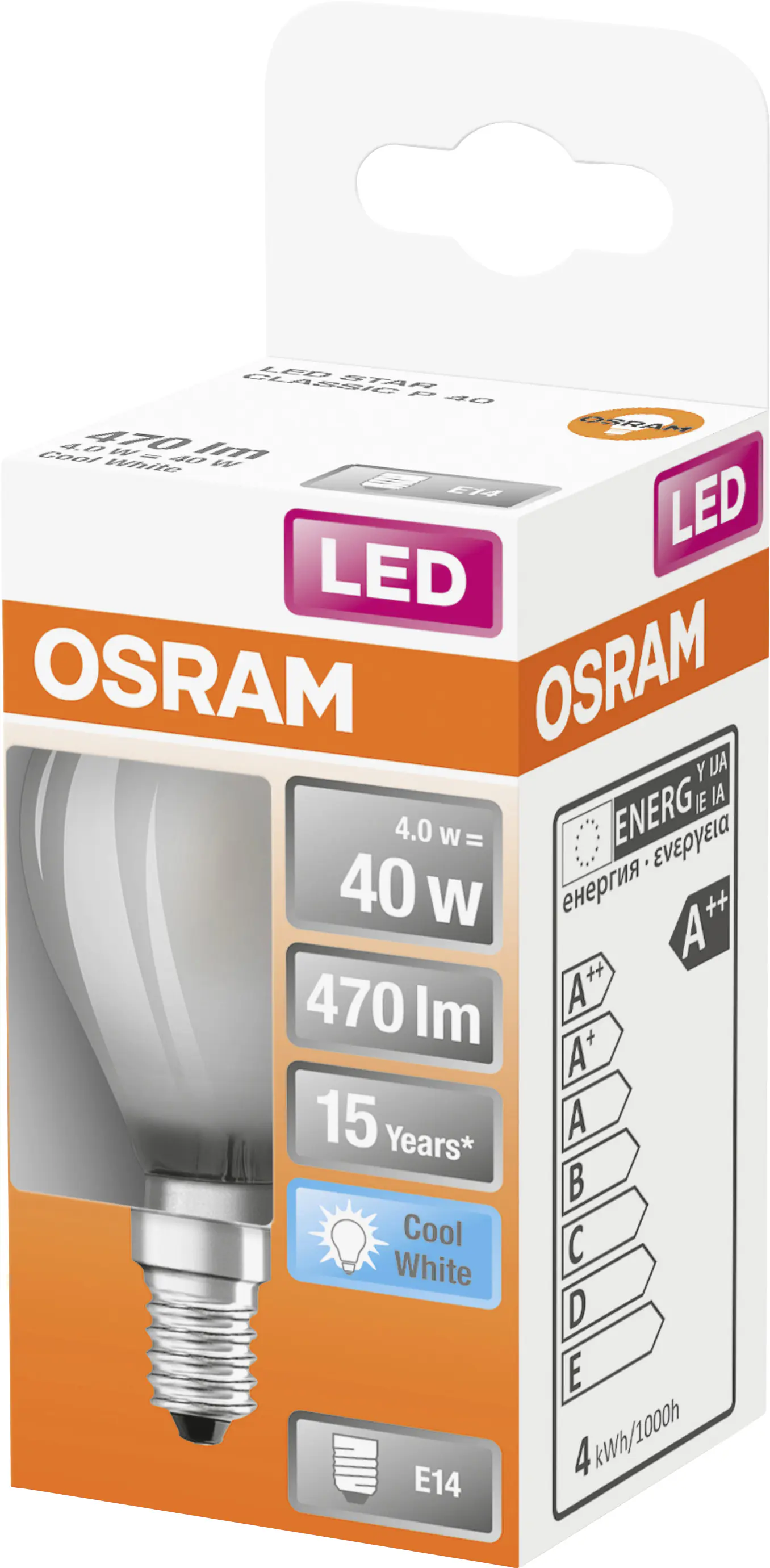 Osram LED Leuchtmittel Classic P40 E14 4W kaltweiß weiß matt