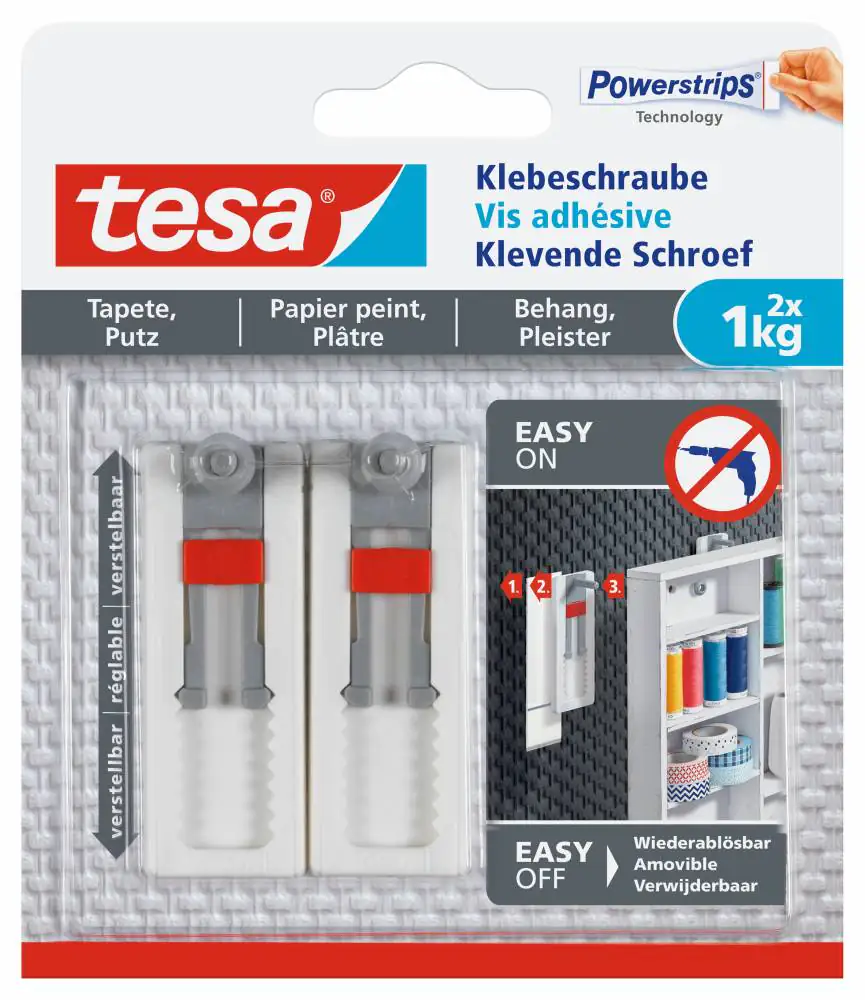 tesa Klebeschraube Traglast 1 kg, 2 Stück