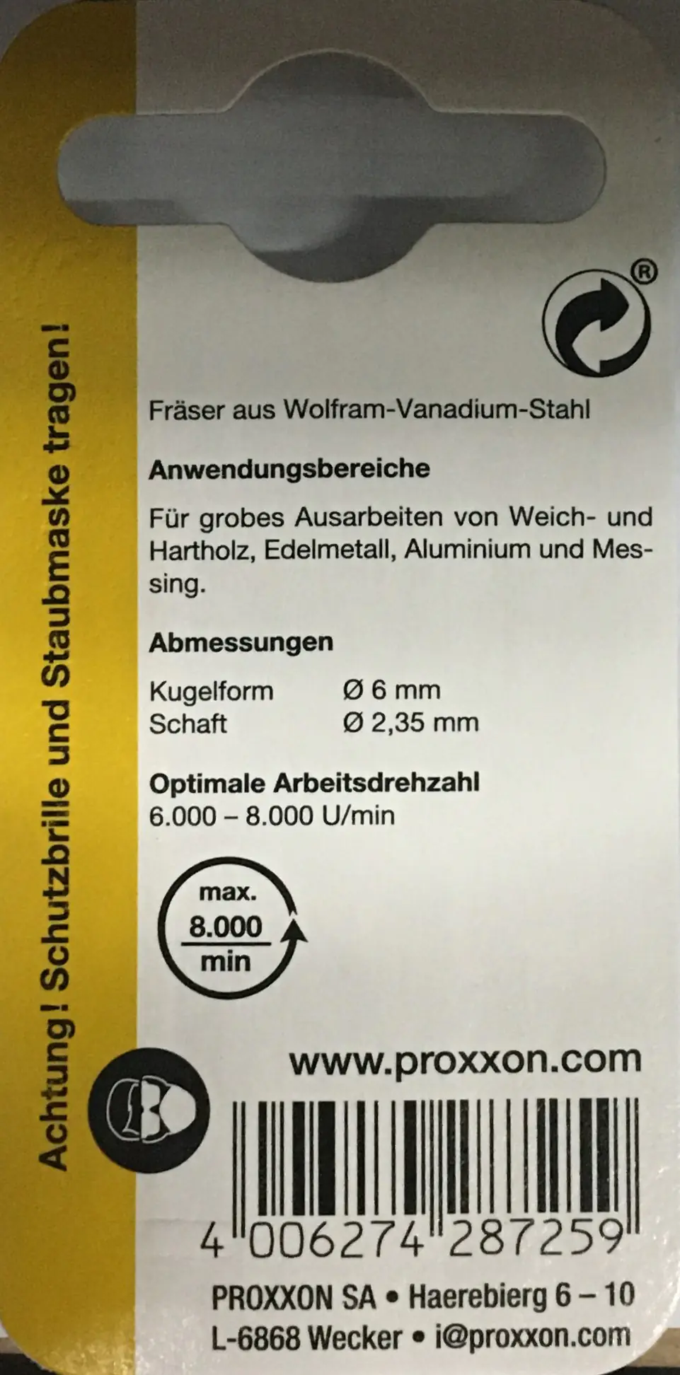 Proxxon Micromot Kugelfräser 6,0 mm 2 Stück