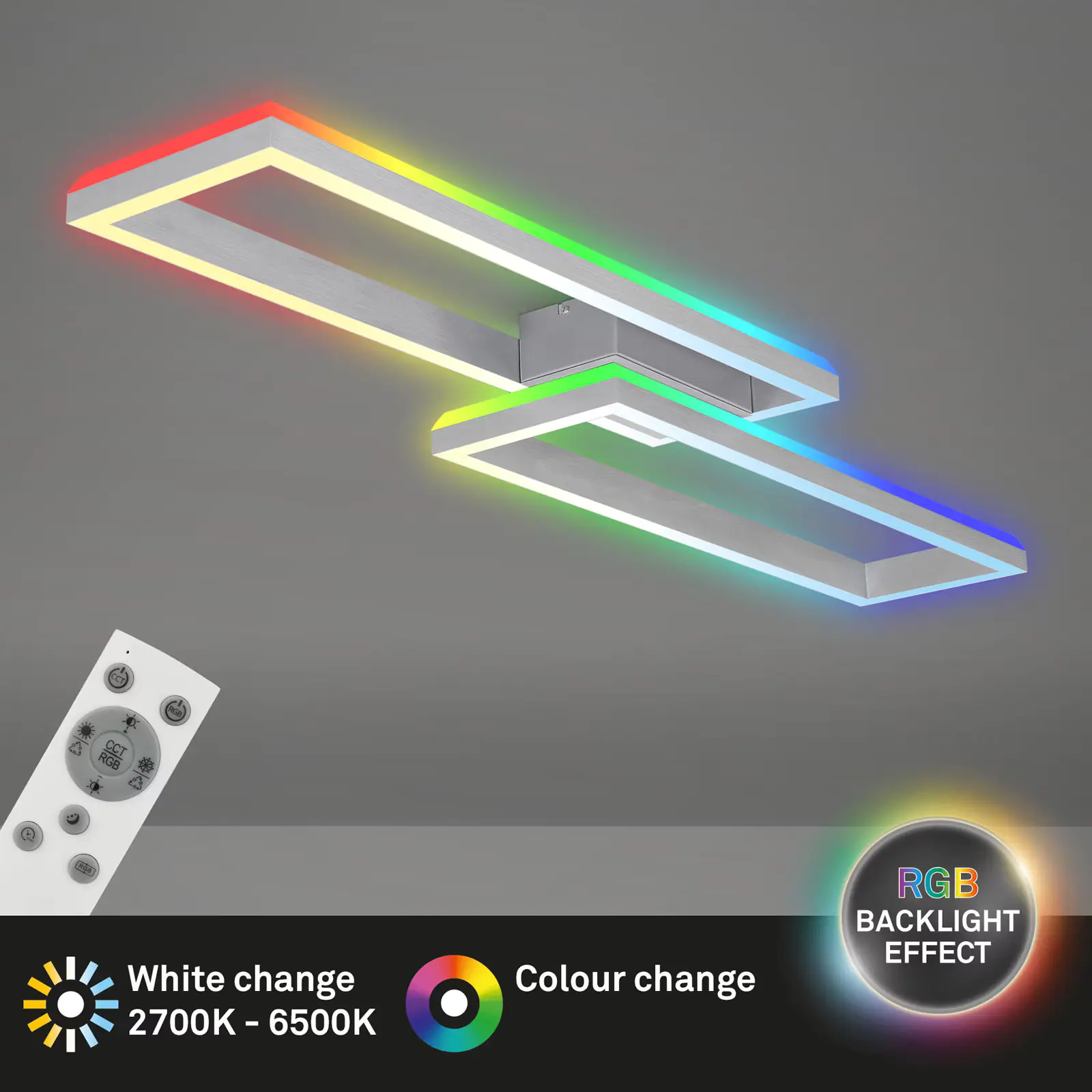 Briloner LED Deckenleuchte Frame Back 119,5 cm, alu, RGB CCT