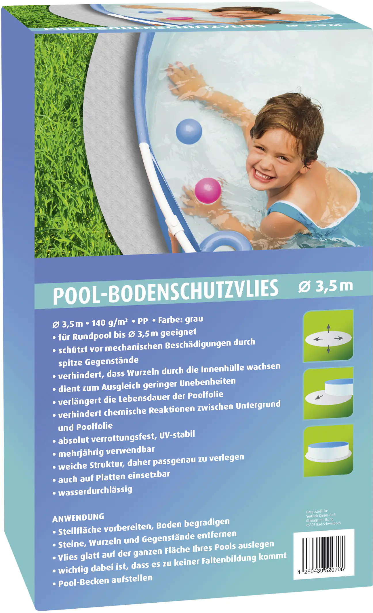 4260439520708 Premium Garden Bodenschutzvlies für Pools Ø 3,5 m