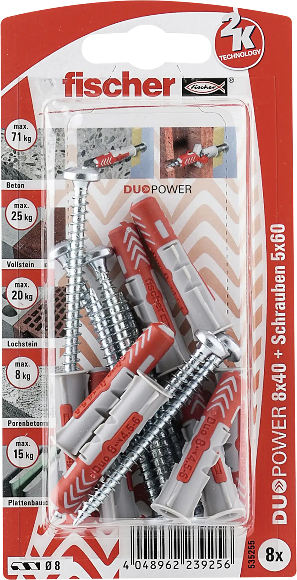 Fischer Dübel Duopower Fischer Dübel-Set Duopower 8.0 x 40 mm - 8 Stück