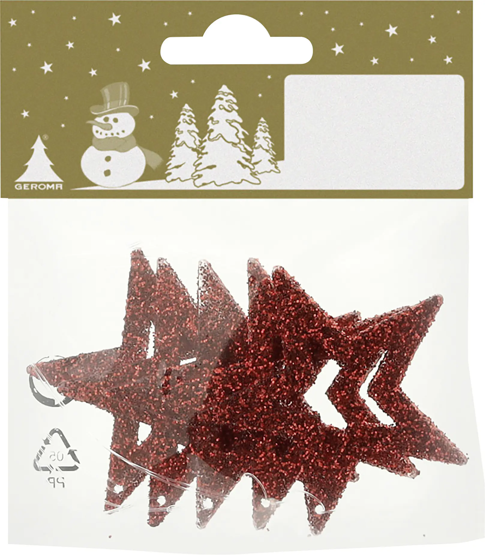 Dekohänger Sterne mit Glitzer Kunststoff 5,5 cm rot 5 Stück