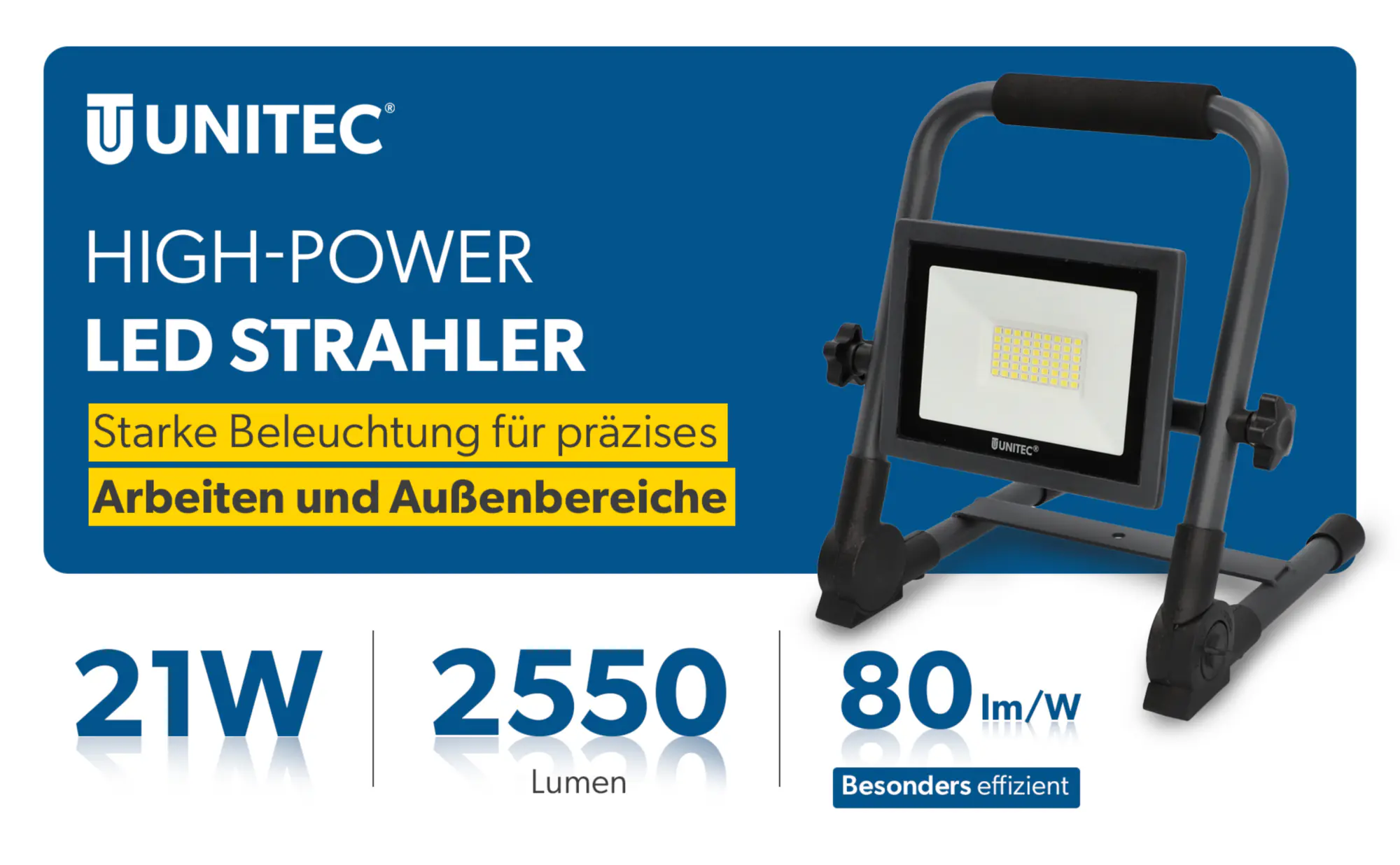 UniTec LED Baustrahler anthrazit tragbar 21 W 2550 lm 