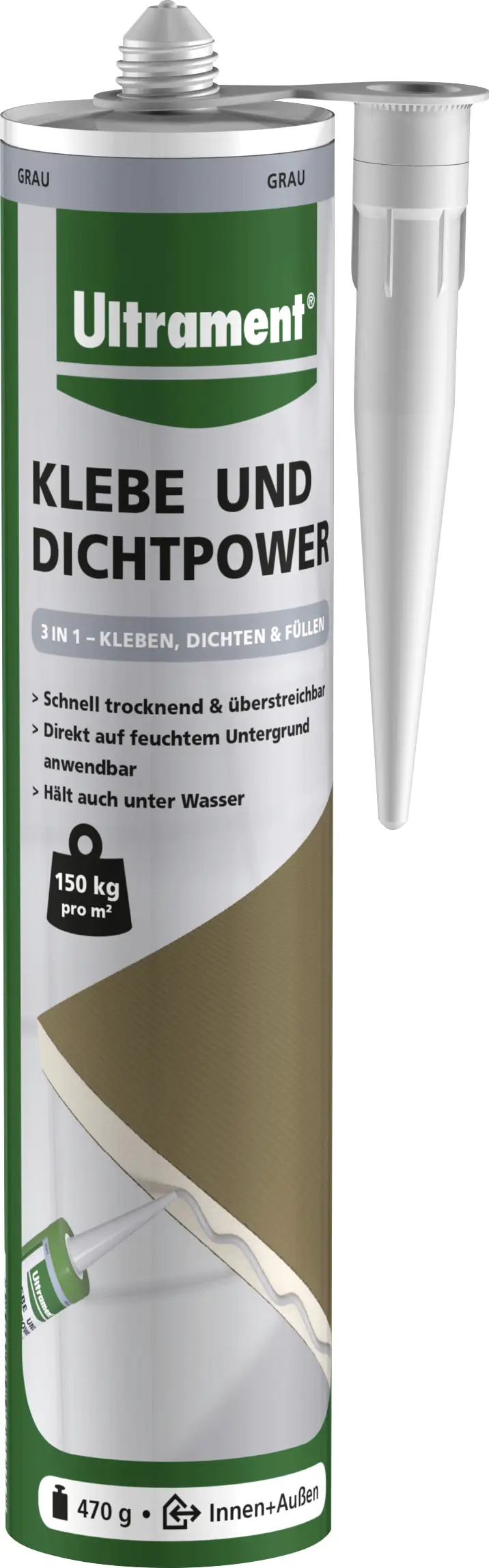 Ultrament Klebe- und Dichtpower grau, 470 g Ultrament Klebe- und Dichtpower grau, 470 g