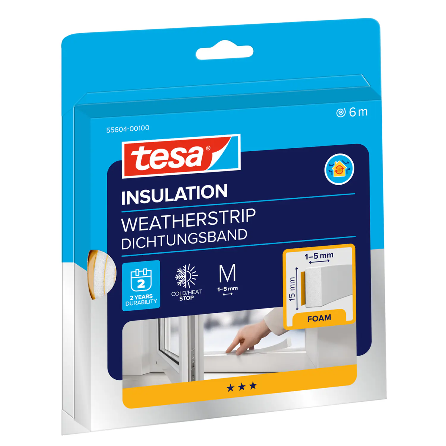 tesa Insulation Schaumstoff-Dichtung Universal 6 m, weiß