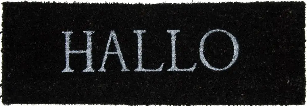 Fußmatte Hallo Kokos schwarz, 26 x 75 cm