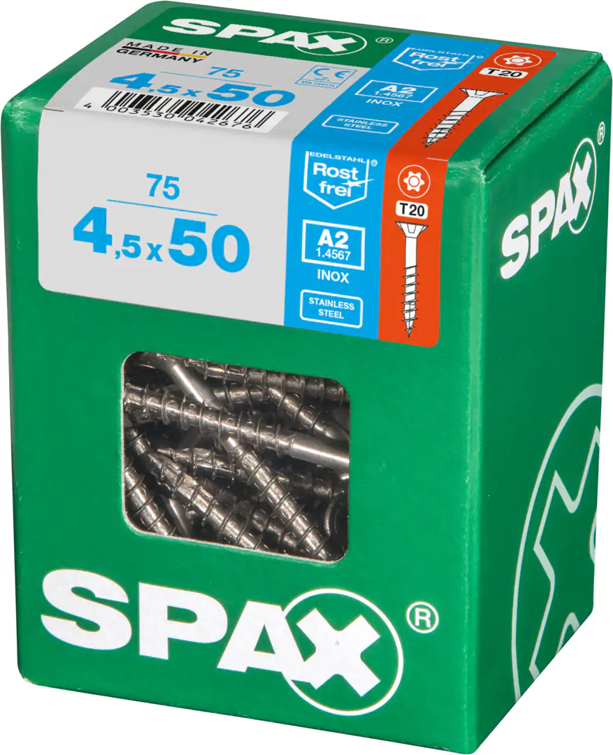 Spax Universalschrauben 4.5 x 50 mm TX 20 Senkkopf - 75 Stk.