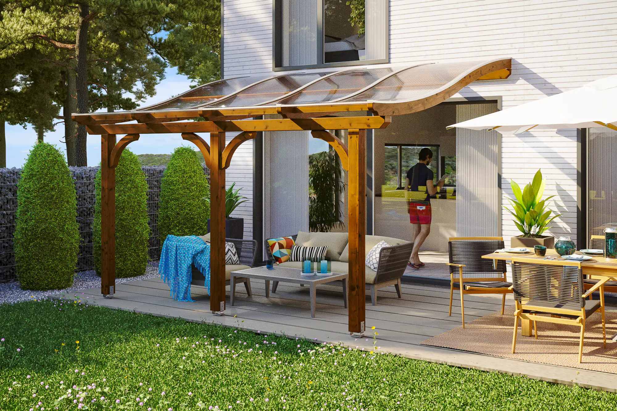 SKAN HOLZ Terrassenüberdachung Venezia 434 x 239 cm Leimholz