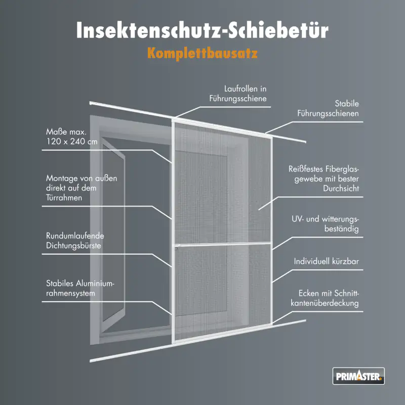 Primaster Fliegenschutz-Schiebetür 120 x 240 cm weiß/weiß kürzbar Primaster Fliegenschutz-Schiebetür 120 x 240 cm weiß/weiß kürzbar
