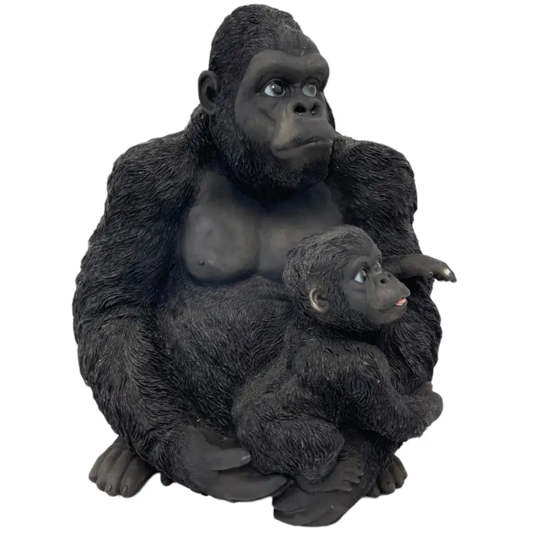 Dekofigur Gorilla mit Baby 48 x 43 x 21 cm