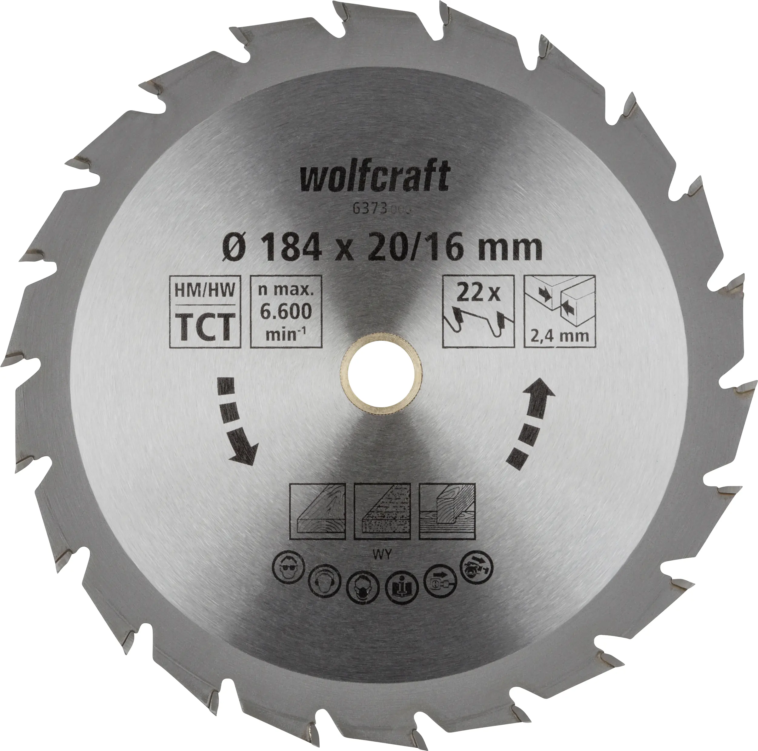 Wolfcraft Kreissägeblatt Ø 184 mm Bohrung Ø 16 mm 22 Zähne