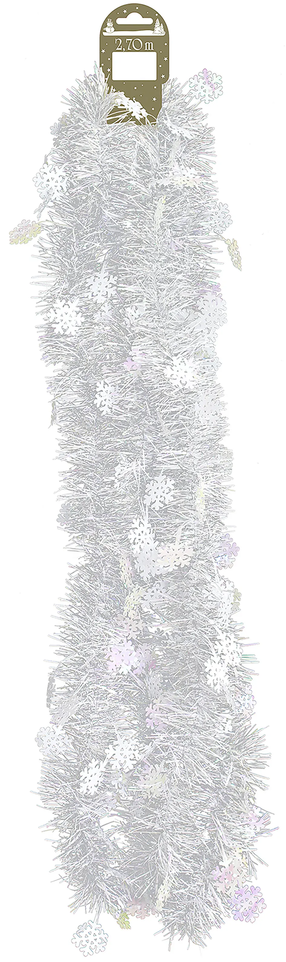 Tannengirlande mit Schneeflocken 270 cm weiß irisierend 