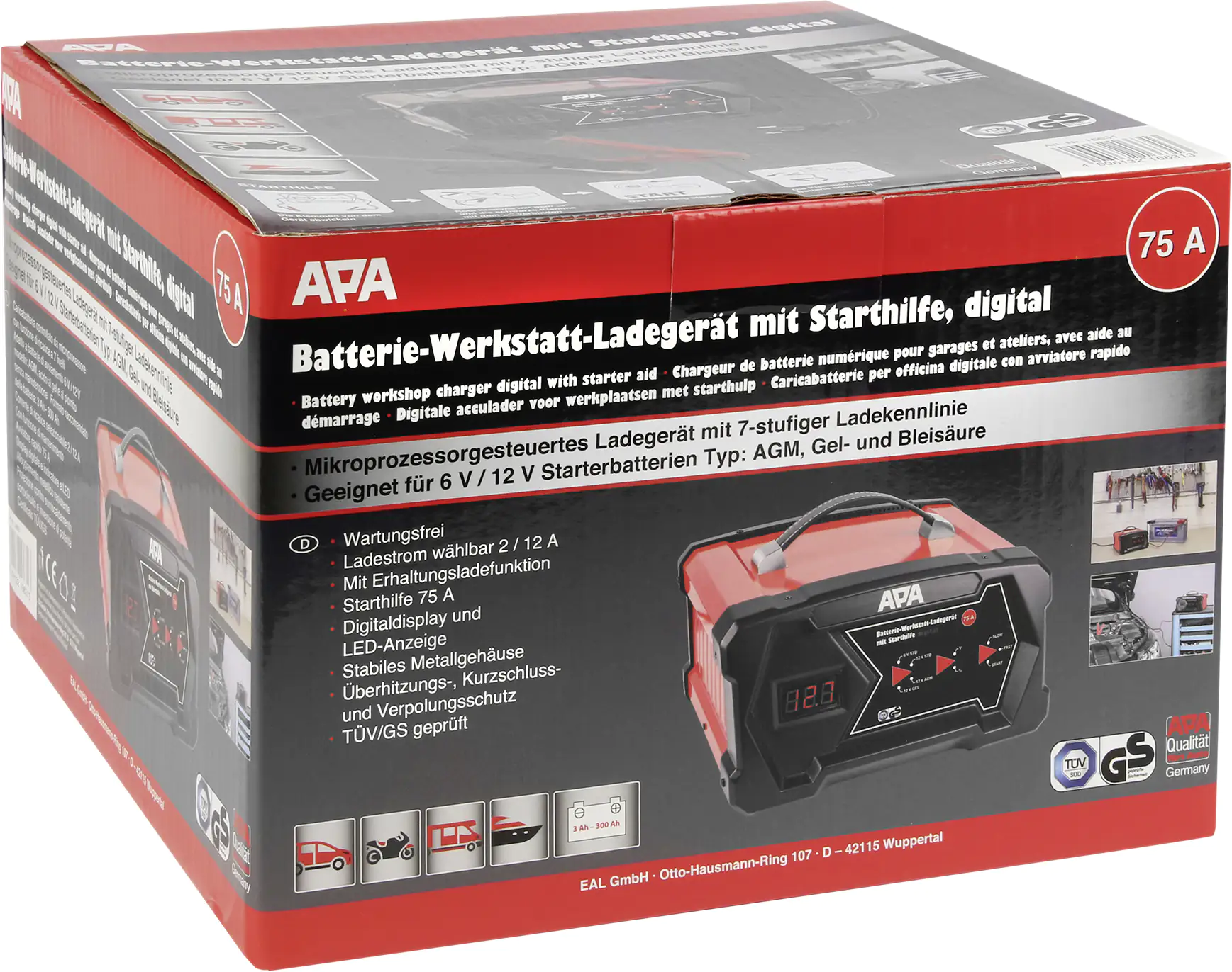 APA Batterie-Werkstatt-Ladegerät digital 6/12V 12A