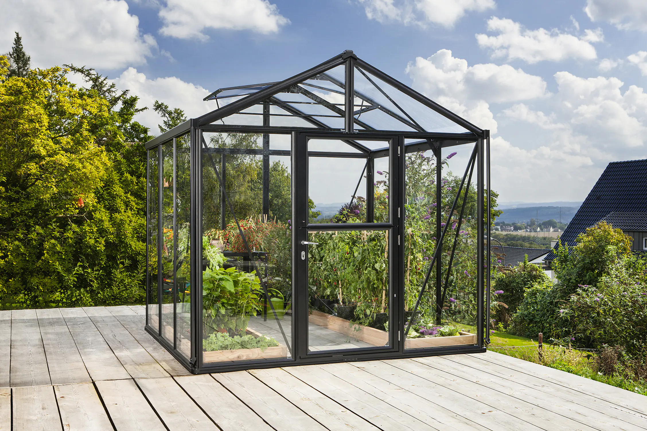 Vitavia Gewächshaus-Set Zeus 6200 ESG/HKP schwarz 266 x 249 cm 