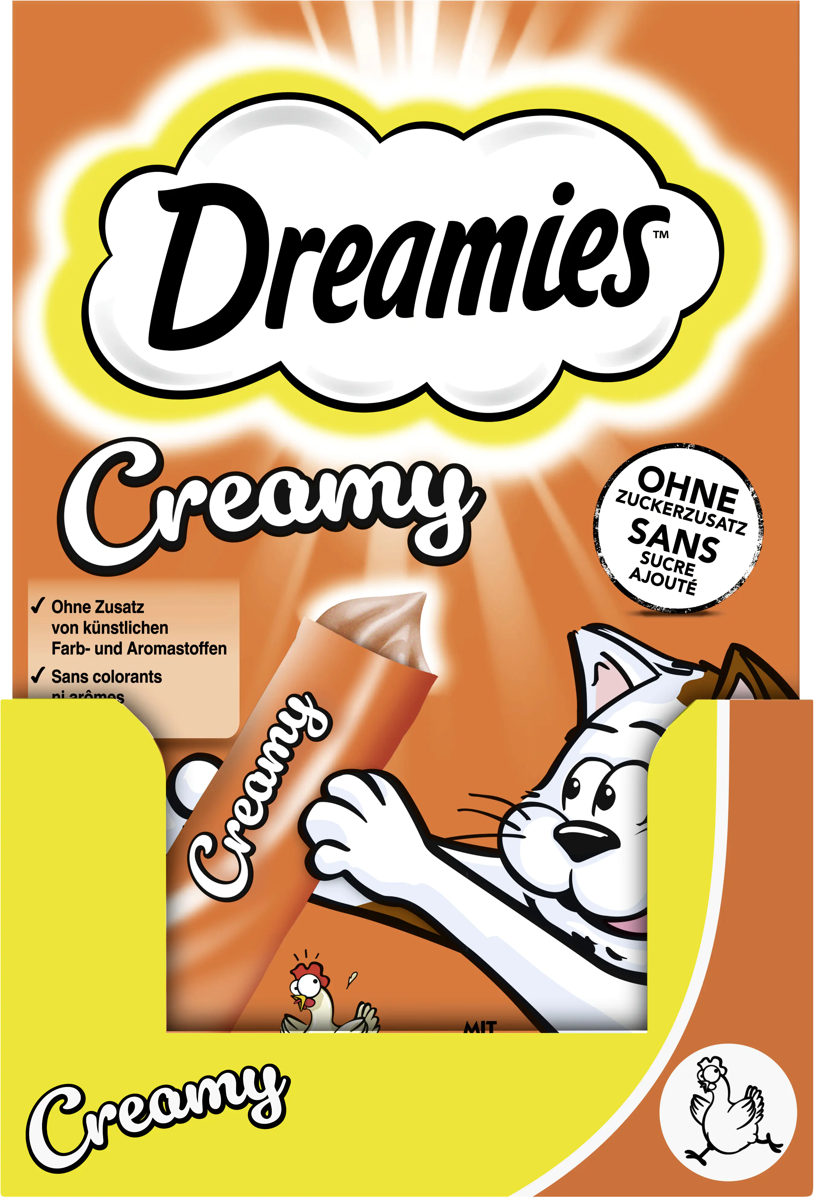 Dreamies Creamy Snacks mit Huhn Katzensnack 4 x 10 g Multipack