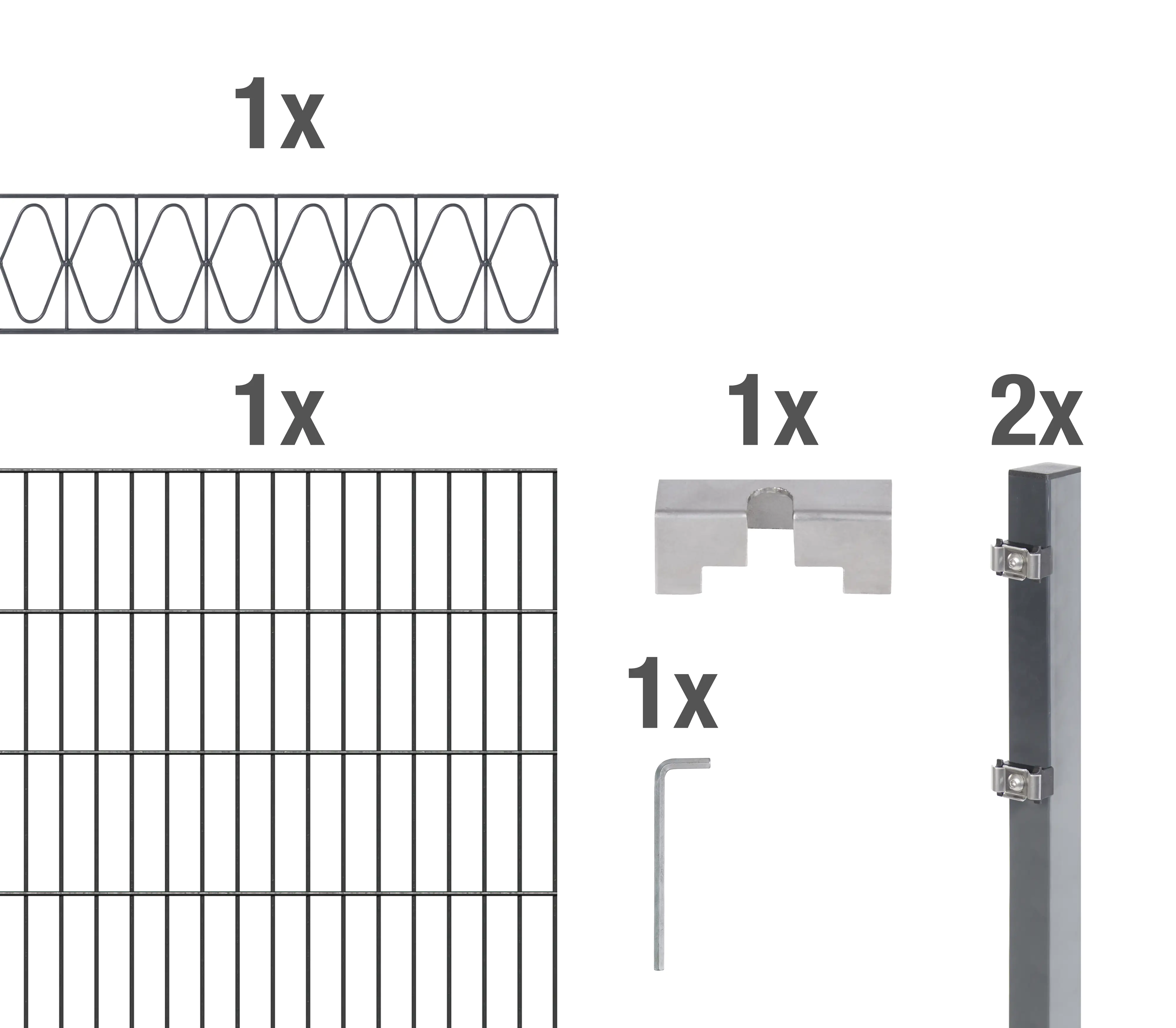 Alberts Doppelstabmatten-Grundset Eleganz 200 x 120 cm 2 m anthrazit