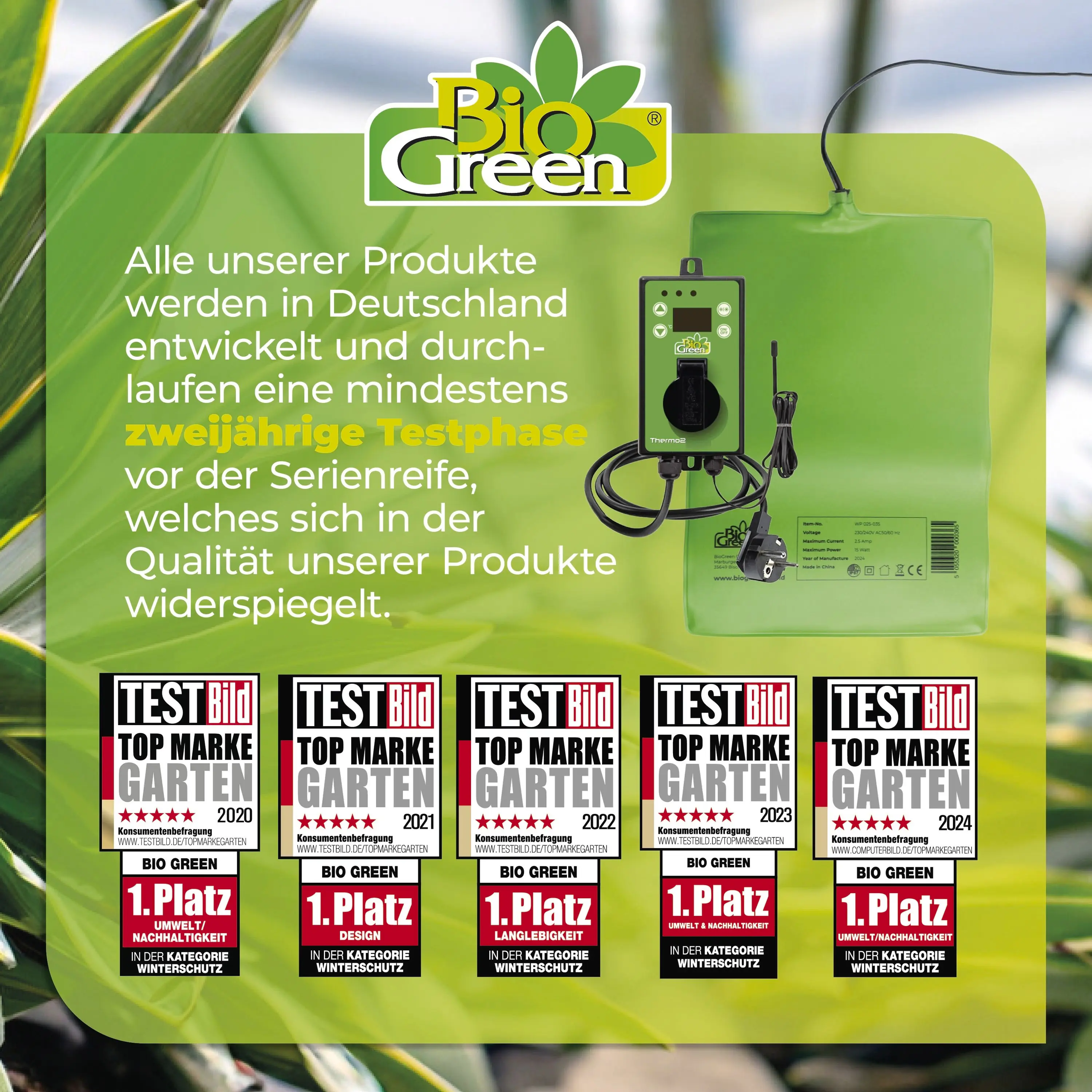 BioGreen Wärmeplatte als Anzuchtbooster für Pflanzen 40 x 65 cm 42 W inkl. Digital-Thermostat