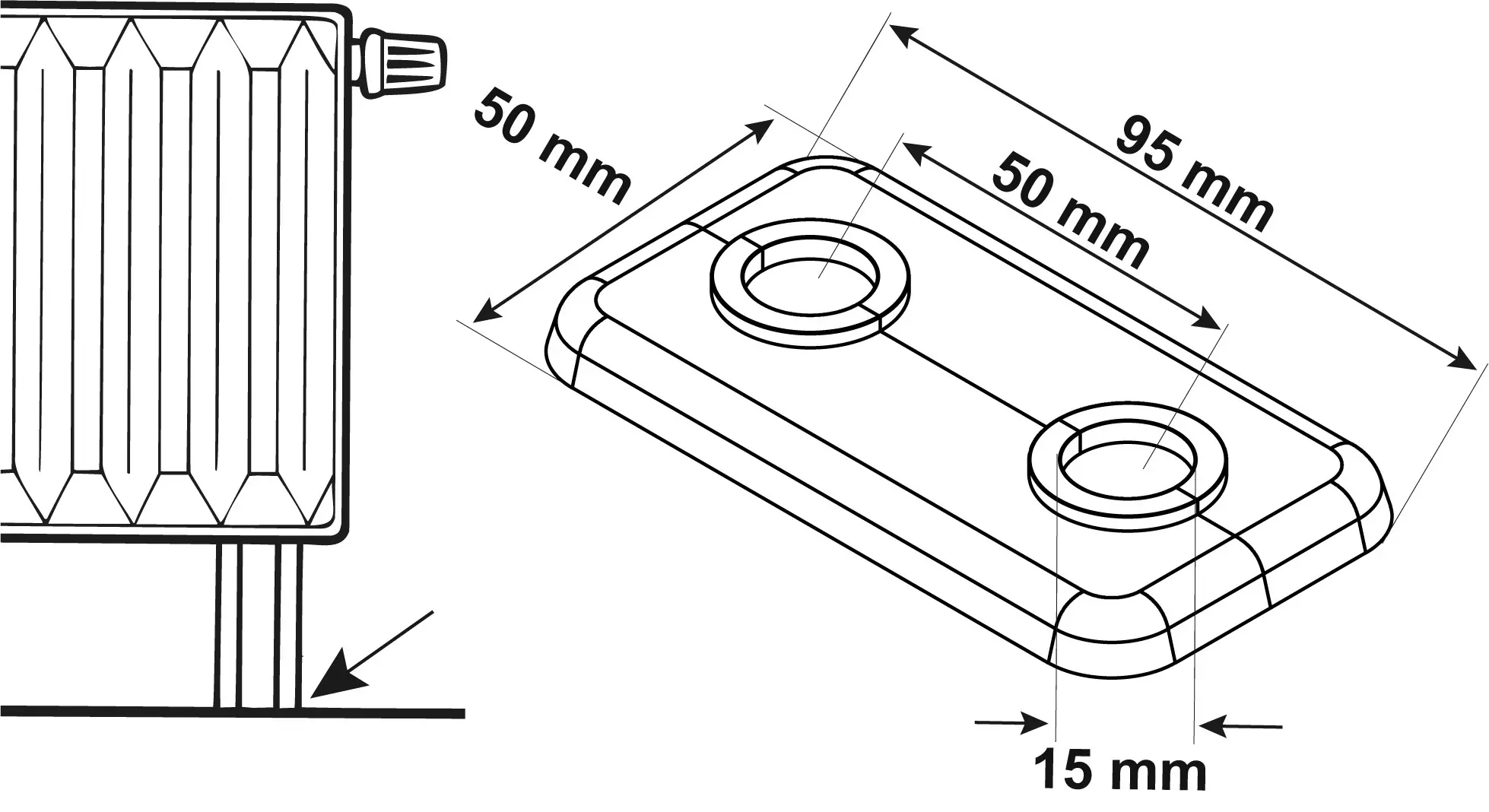 Cornat Heizungsrosette 9,5 x 1,5 cm weiß - 2 Stück