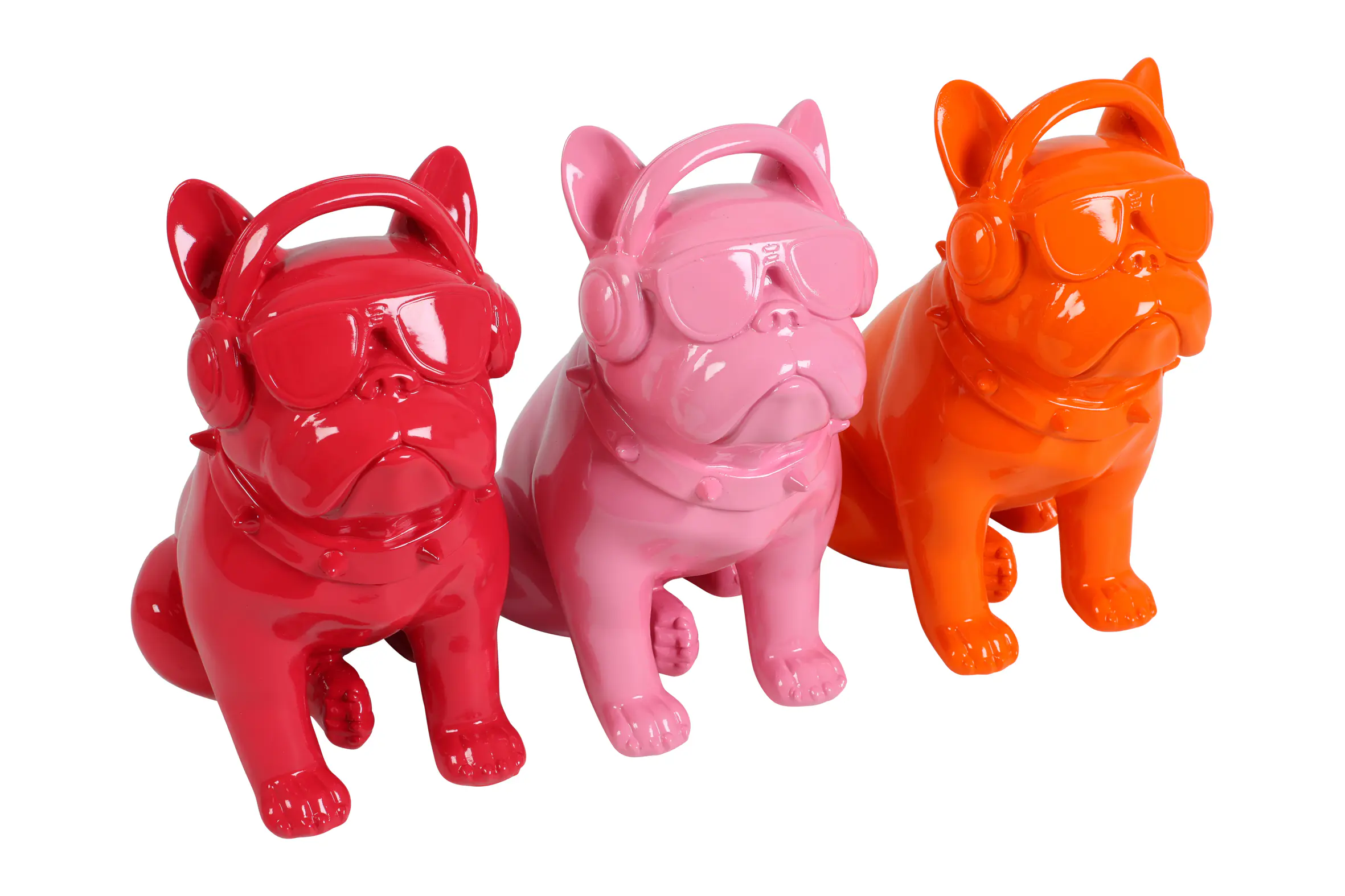 Flamingo Dekofigur Bulldogge Bico 17,5 x 12,5 x 22 cm orange-fuchsie-rosa