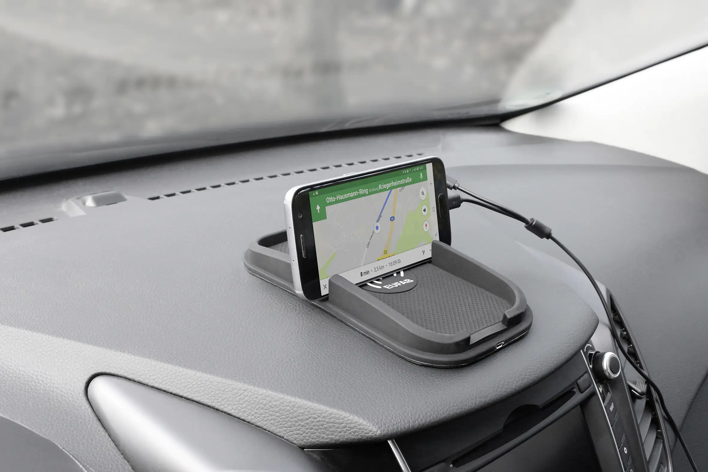 EUFAB Anti-Rutsch Smartphone Halterung mit Induktionslader