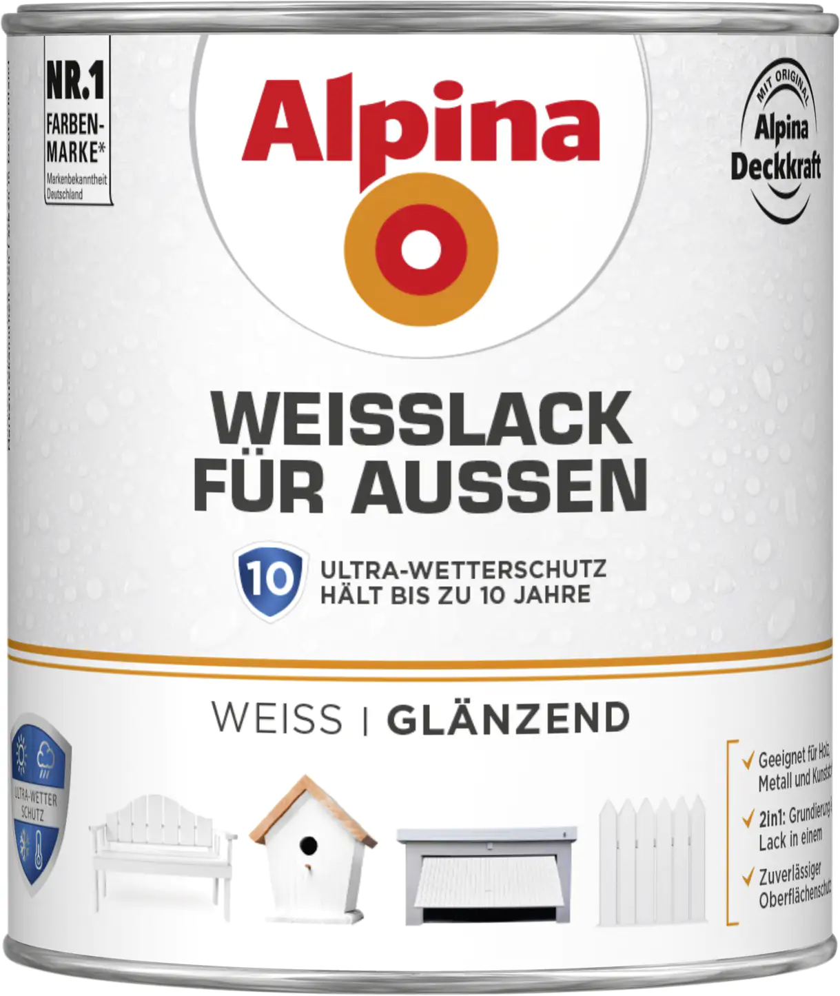 4001244752478 Alpina Weißlack für Außen 750 ml glänzend