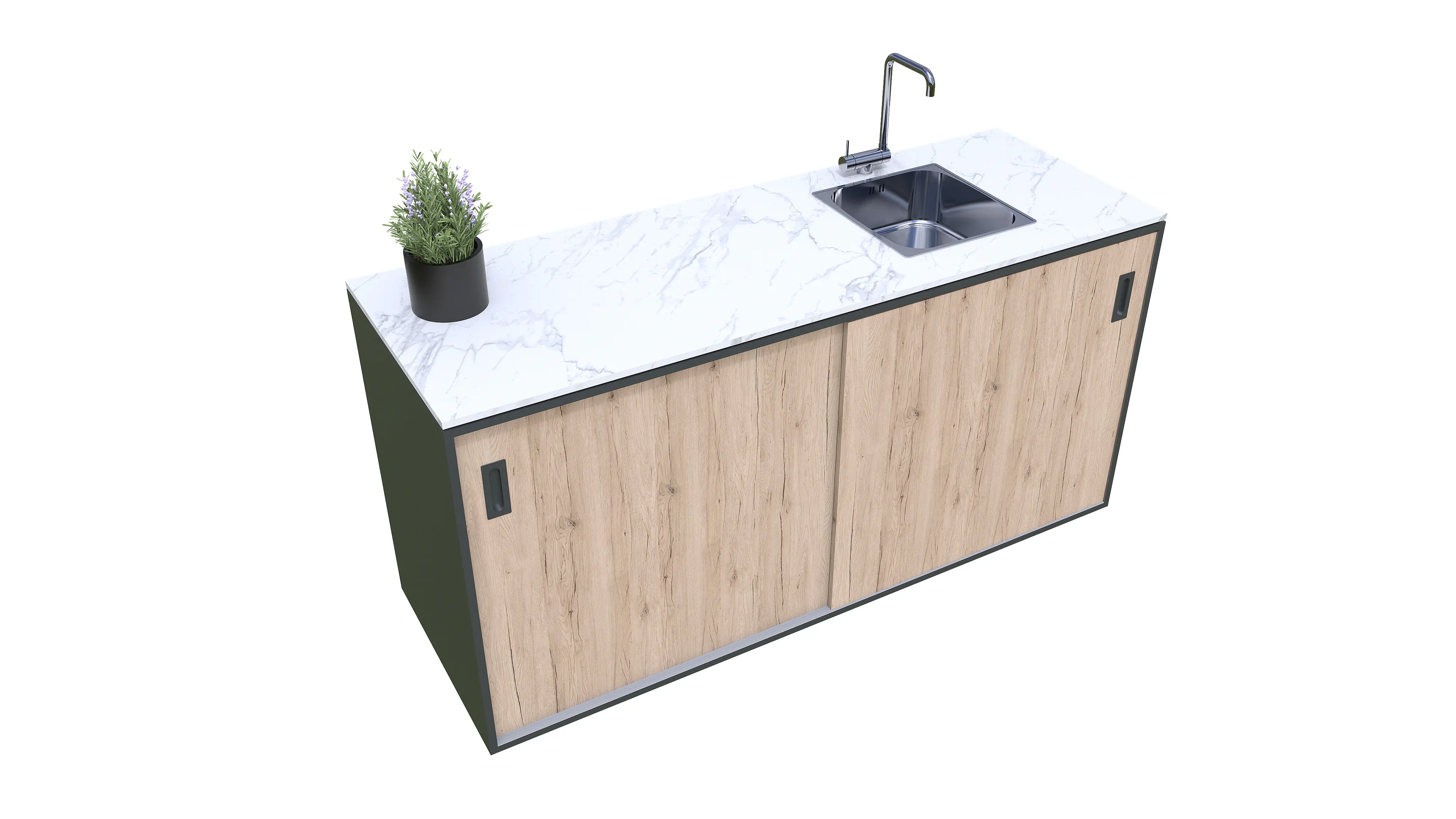 Bellano Living Element für Outdoorküchen inkl. Spüle rechts und 2 Türen eiche Bellano Living Element für Outdoorküchen inkl. Spüle rechts und 2 Türen eiche