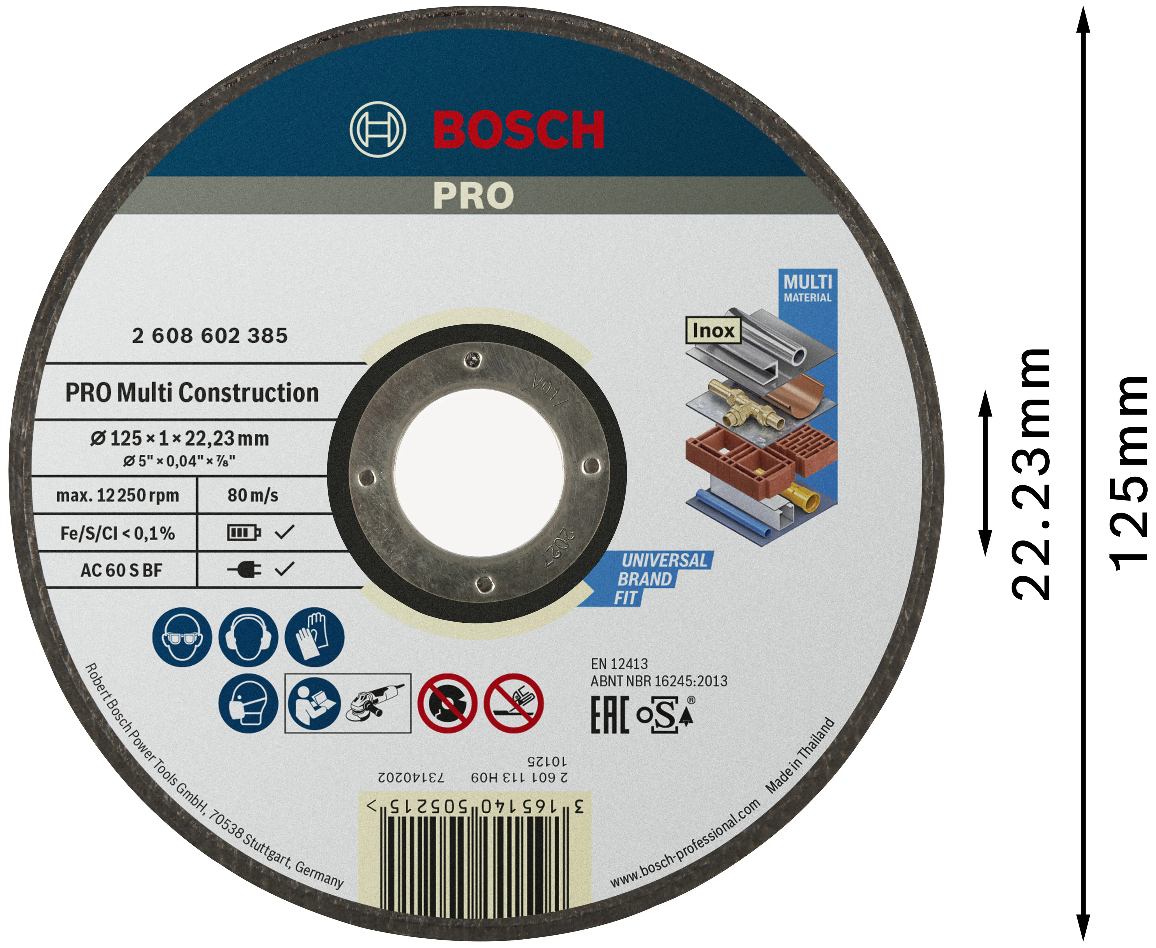 Bosch PRO Multi Material Trennscheibe 125 x 22,23 x 1 mm Bosch PRO Multi Material Trennscheibe 125 x 22,23 x 1 mm