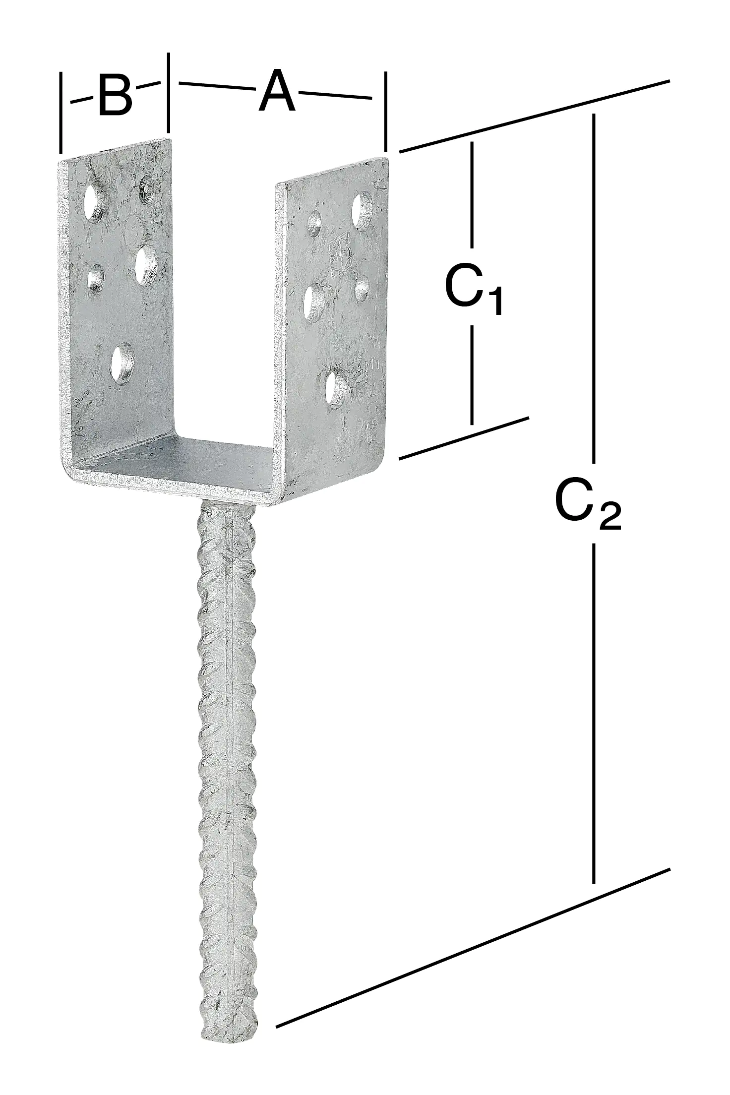 Vormann Leichte Stützenschuhe feuerverzinkt 71 x 50 x 80/230 mm