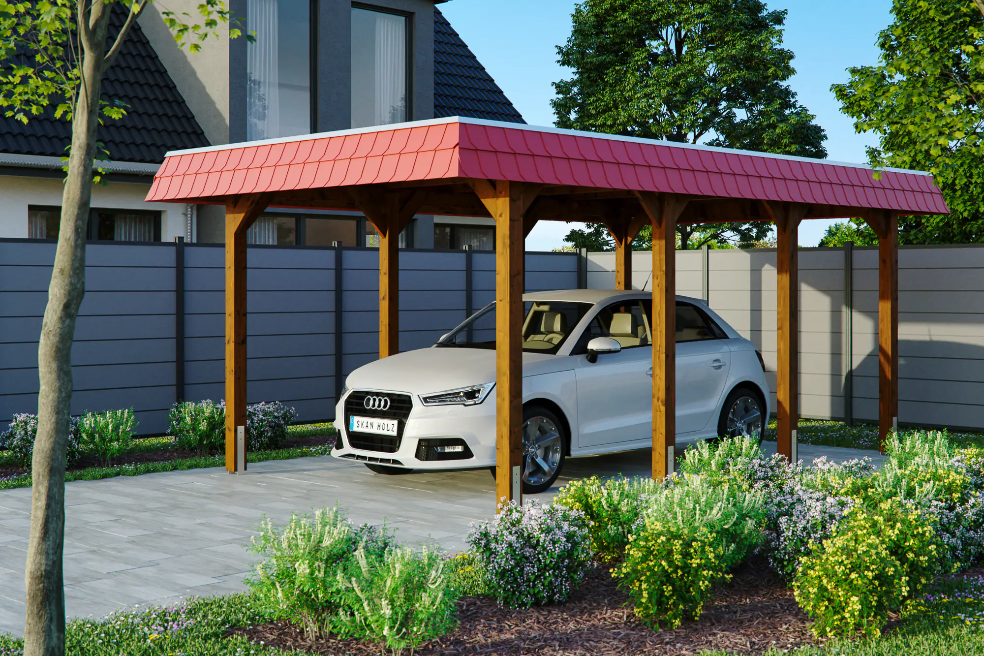 4018211033959 SKAN HOLZ Carport Spreewald 345 x 589 cm mit EPDM-Dach