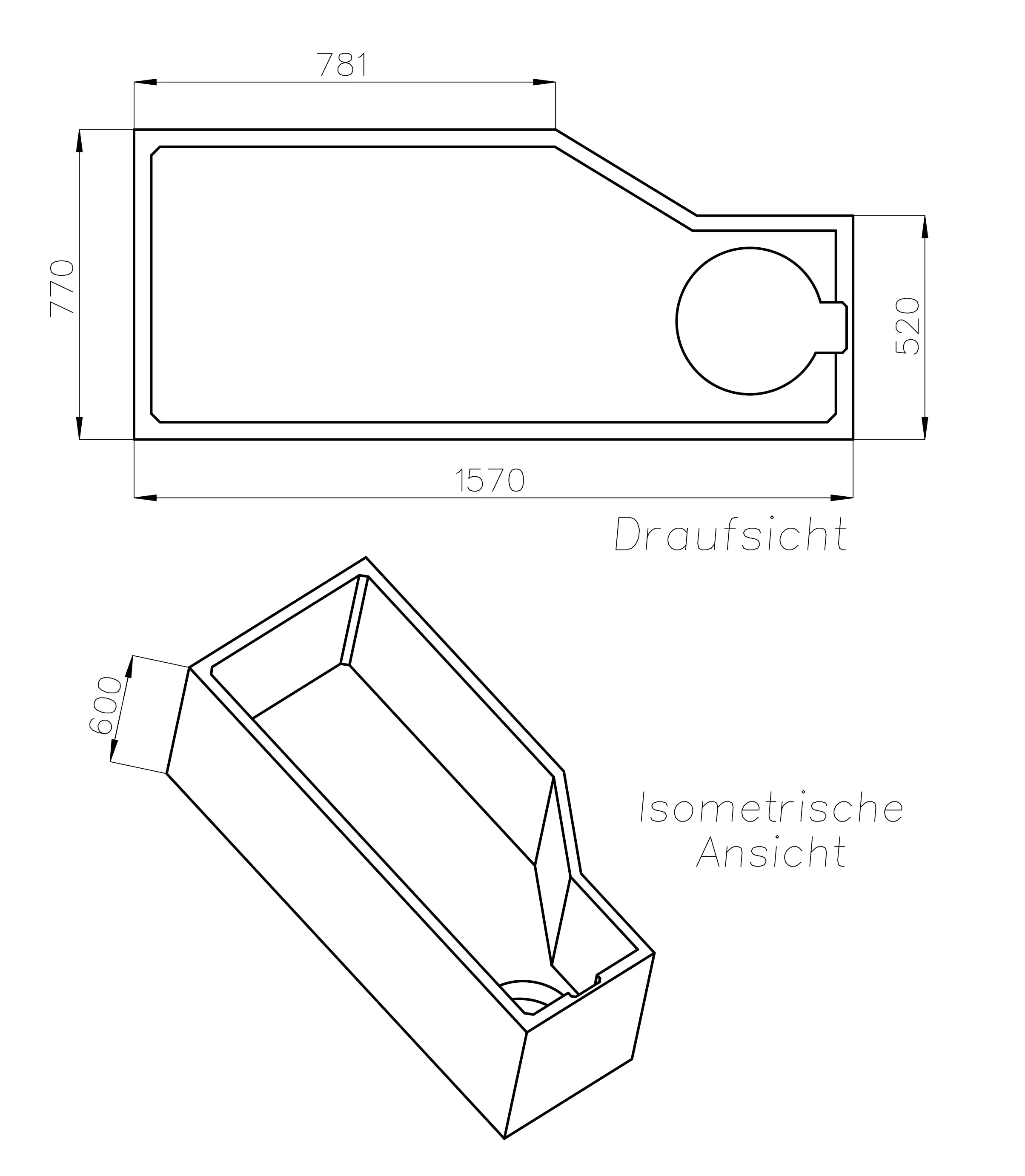 Ottofond Wannenträger Cello 1570 x 770 mm
