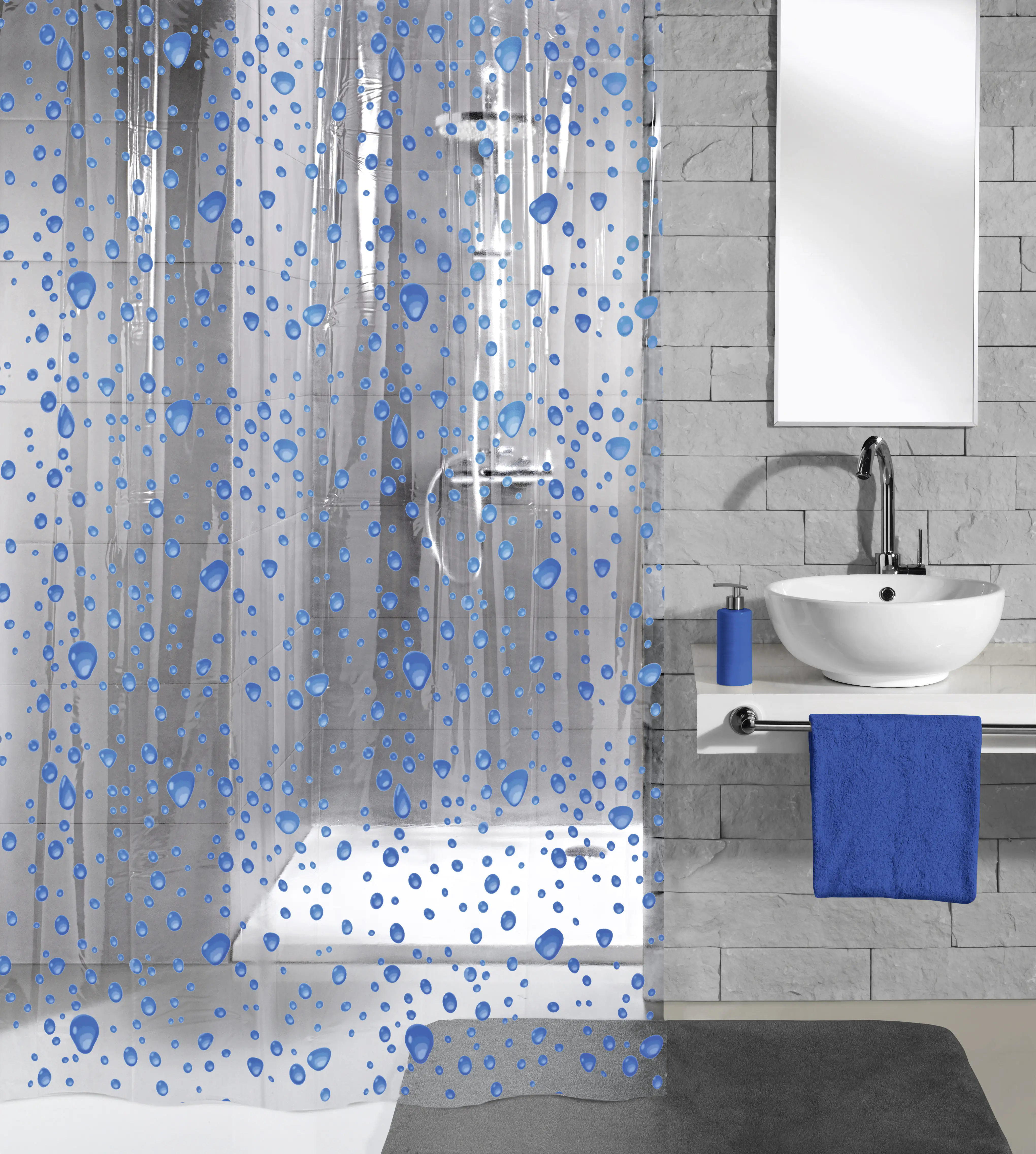 Kleine Wolke Duschvorhang Bubble marineblau, 180 x 200 cm Kleine Wolke Duschvorhang Bubble marineblau, 180 x 200 cm