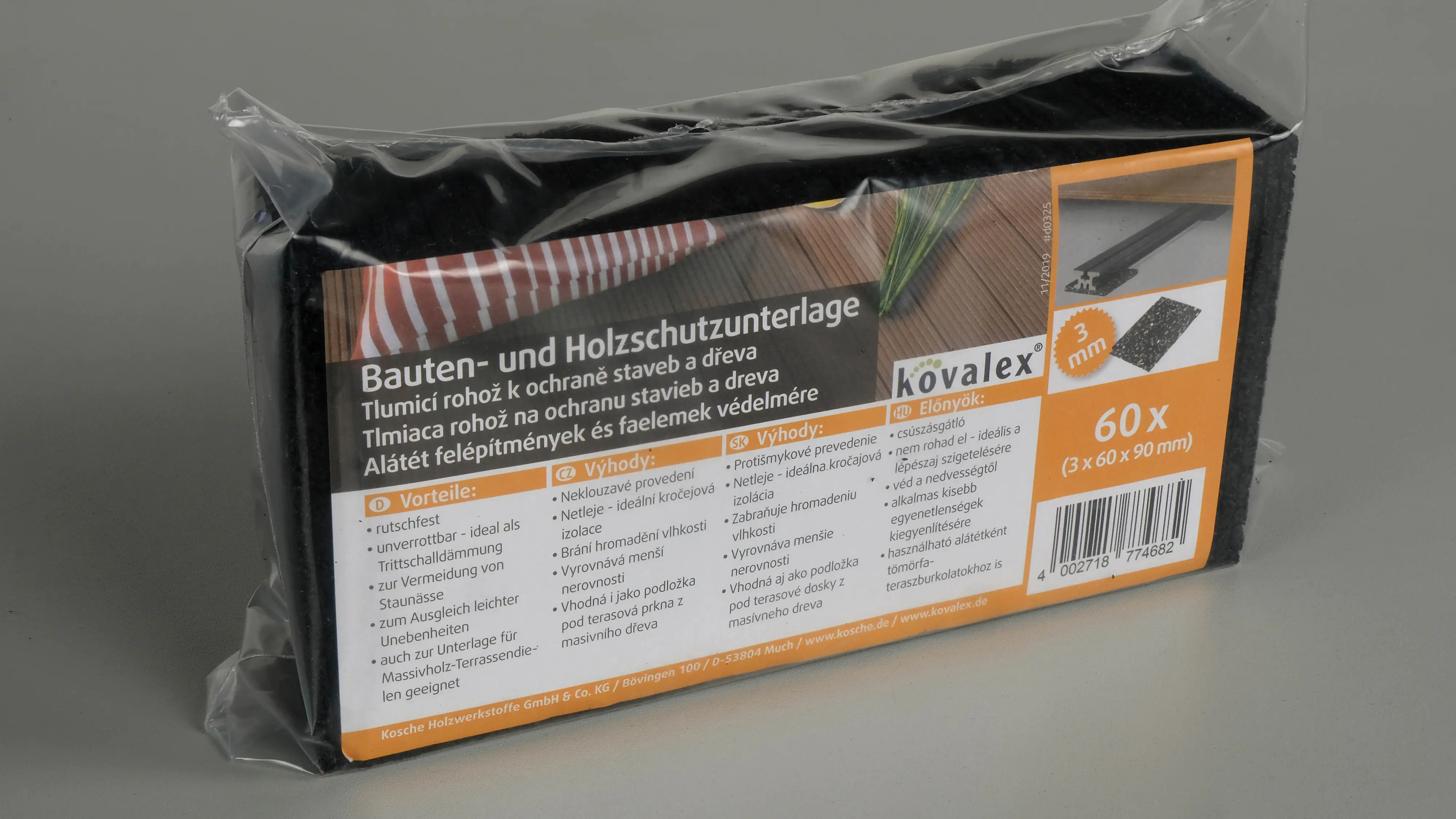 Kovalex Bautenschutzunterlage 90 x 60 x 3 mm schwarz 60 Stück Kovalex Bautenschutzunterlage 90 x 60 x 3 mm schwarz 60 Stück