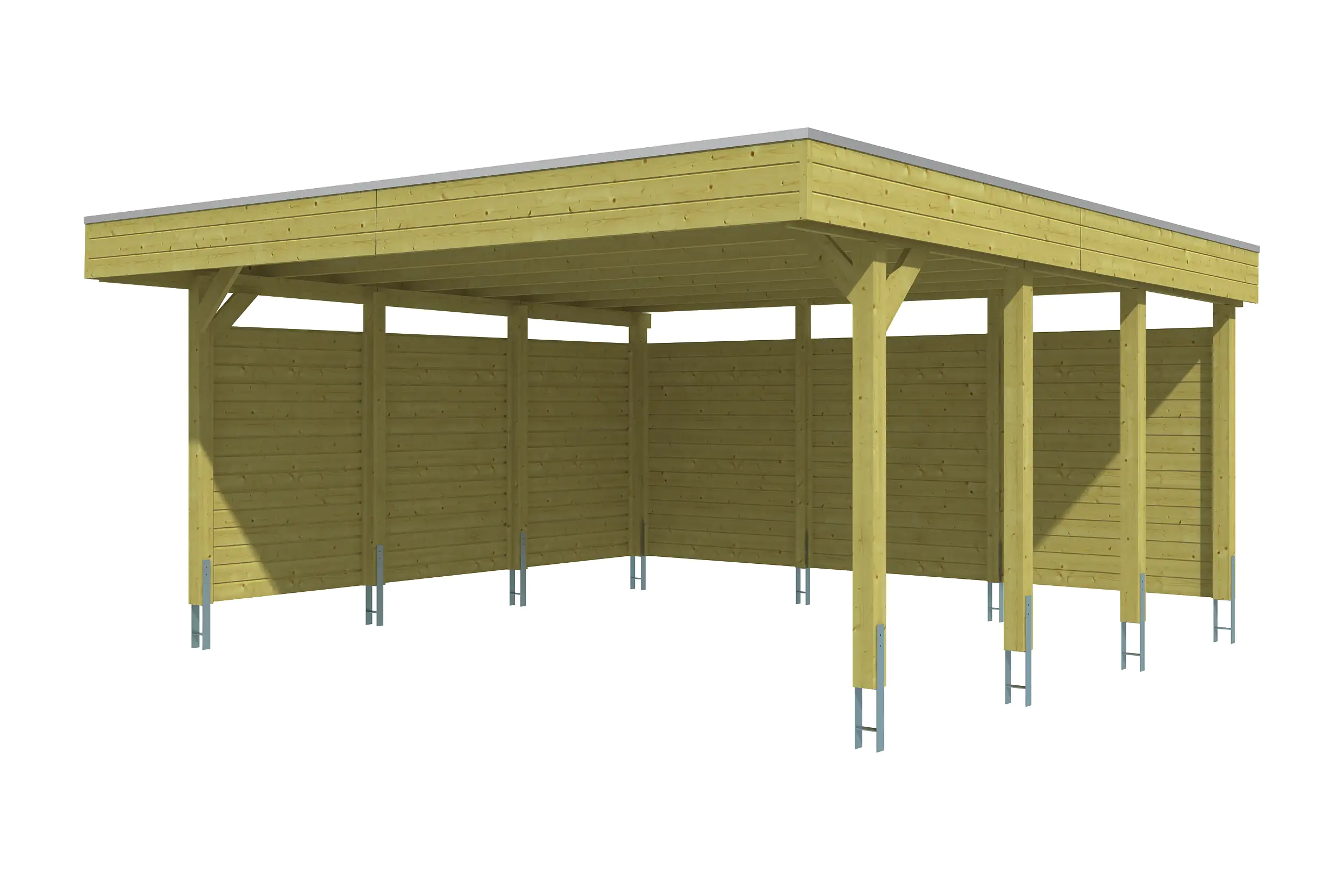 SKAN HOLZ Carport Friesland Set 3 557 x 555 cm, Grün imrpägniert