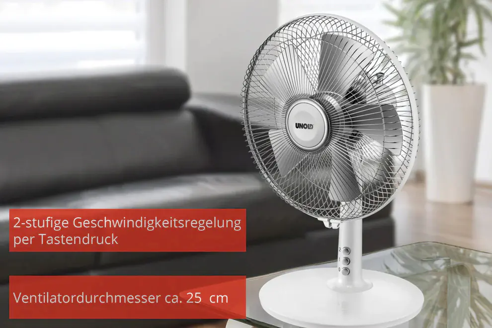 Unold Tischventilator Silverline Ø 25 cm 2 Stufen schwarz