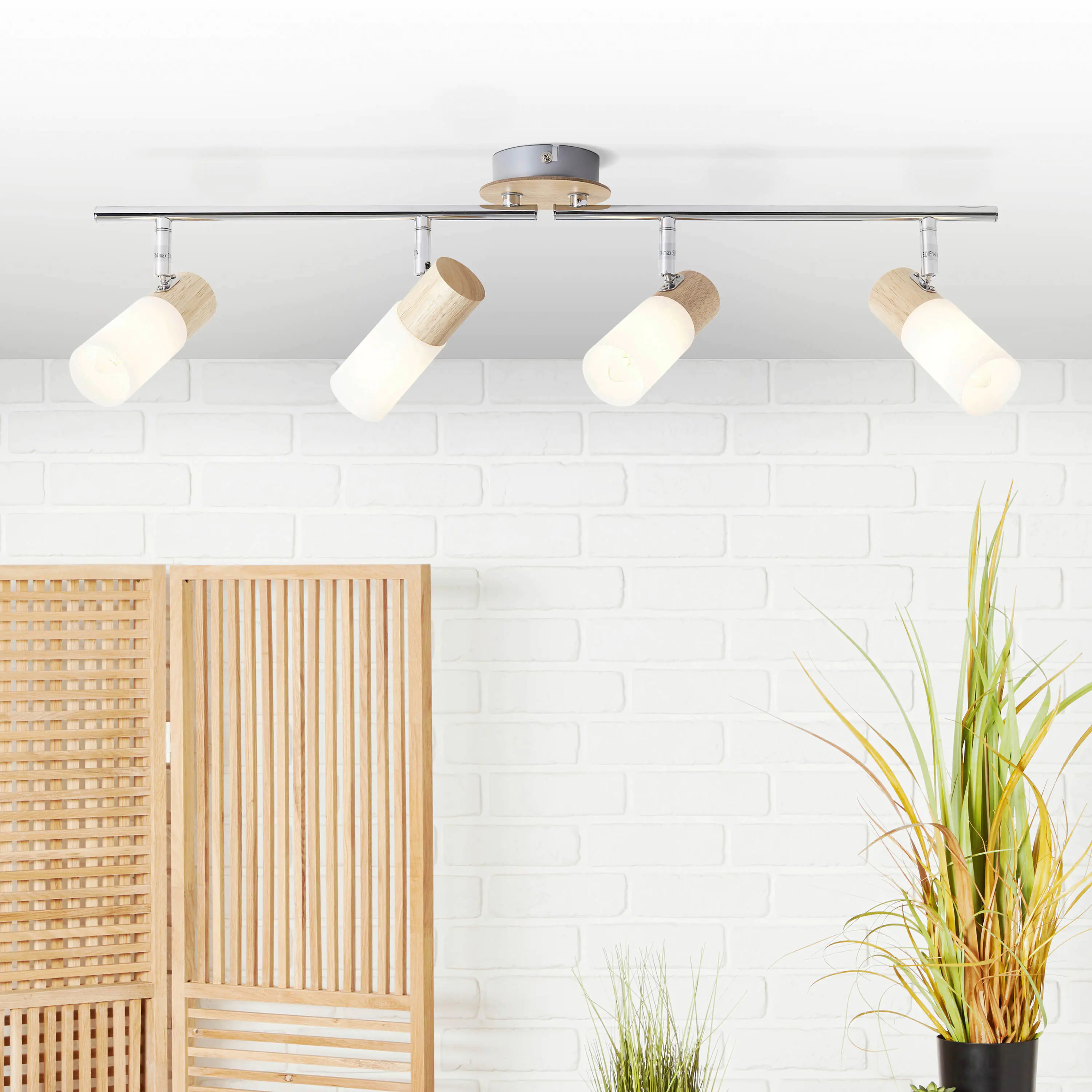 Brilliant 4er Spot Babsan holz hell-weiß 68 x 18 cm E14