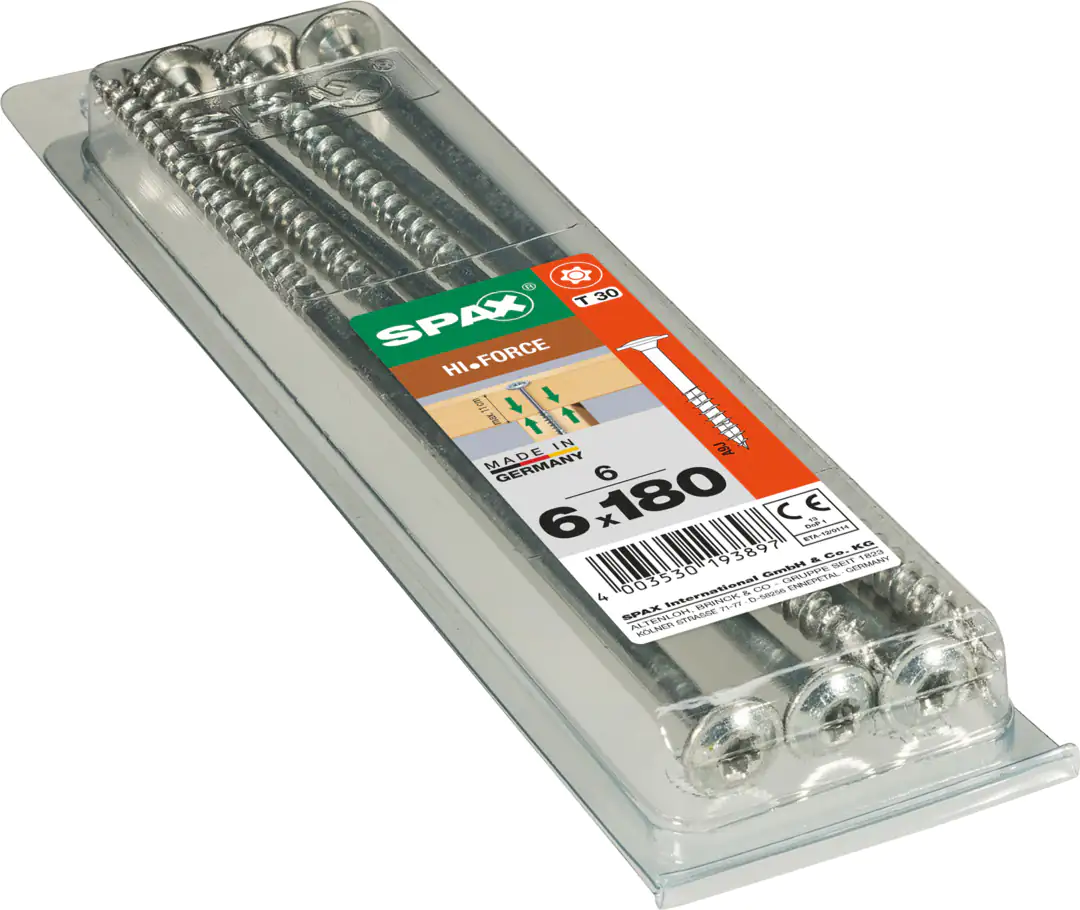 Spax Holzbauschrauben 6.0 x 180 mm TX 30 Tellerkopf - 6 Stk.