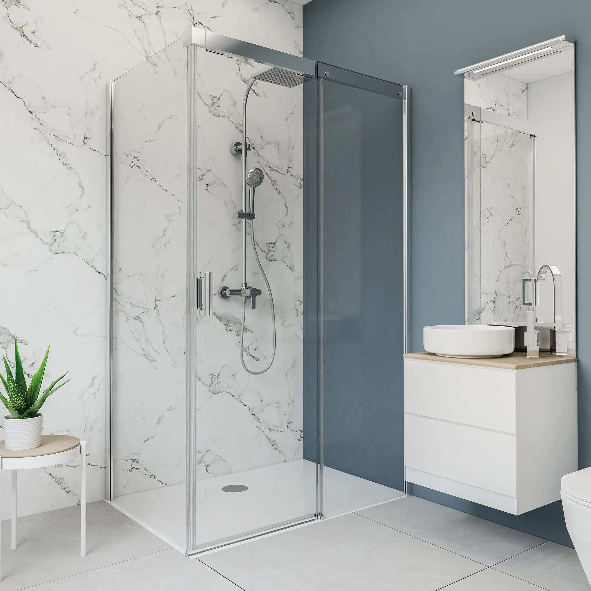 Breuer Duschrückwand Soft-Touch Marmor schwarz / weiß 150 x 255 x 0,3 cm