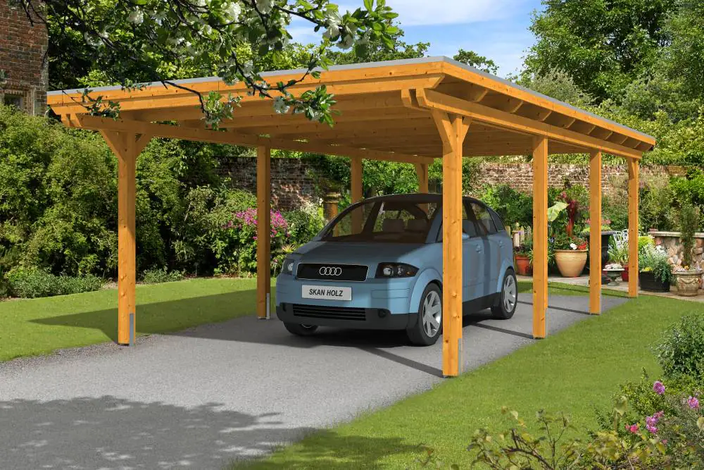 SKAN HOLZ Carport Emsland 404 x 846 cm mit Aluminiumdach