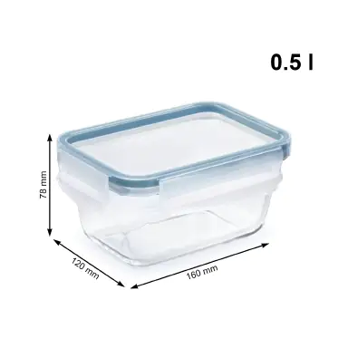 Rotho Kühlschrankdose Glas CLIC & LOCK 0,5 L, 3er Set