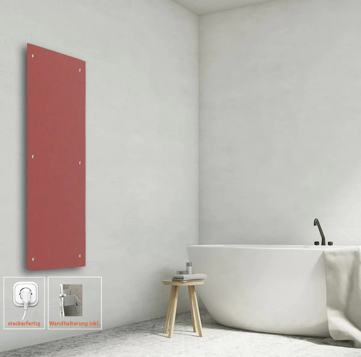 Bella Jolly Infrarot Glasheizkörper 45x120 cm 850 Watt, rot