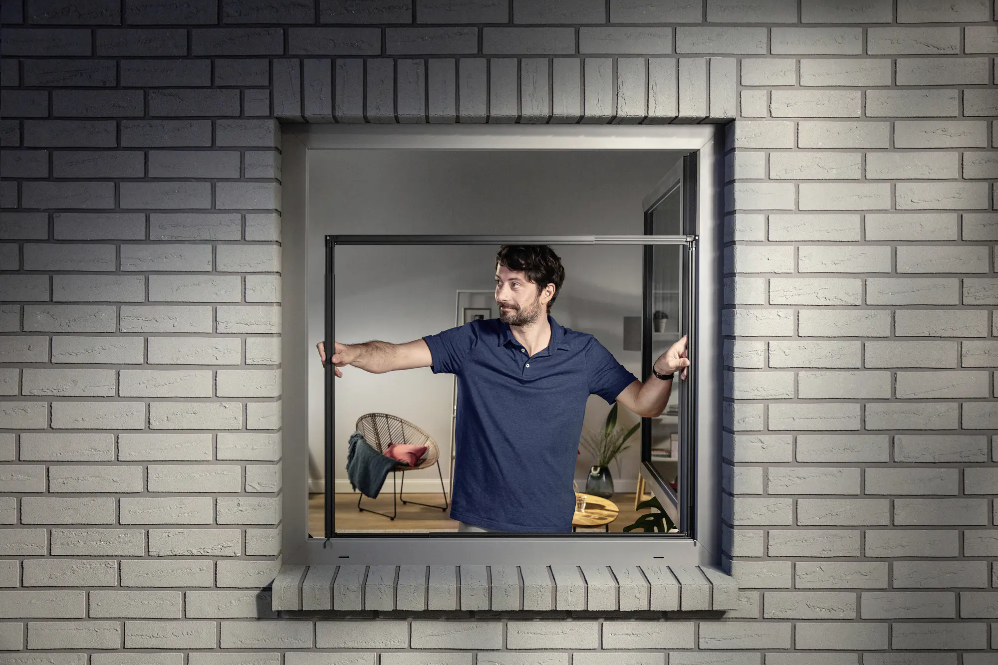 tesa Fliegenschutz-Fenster FALT 80 x 80 - 140 x 140 cm anthrazit/anthrazit