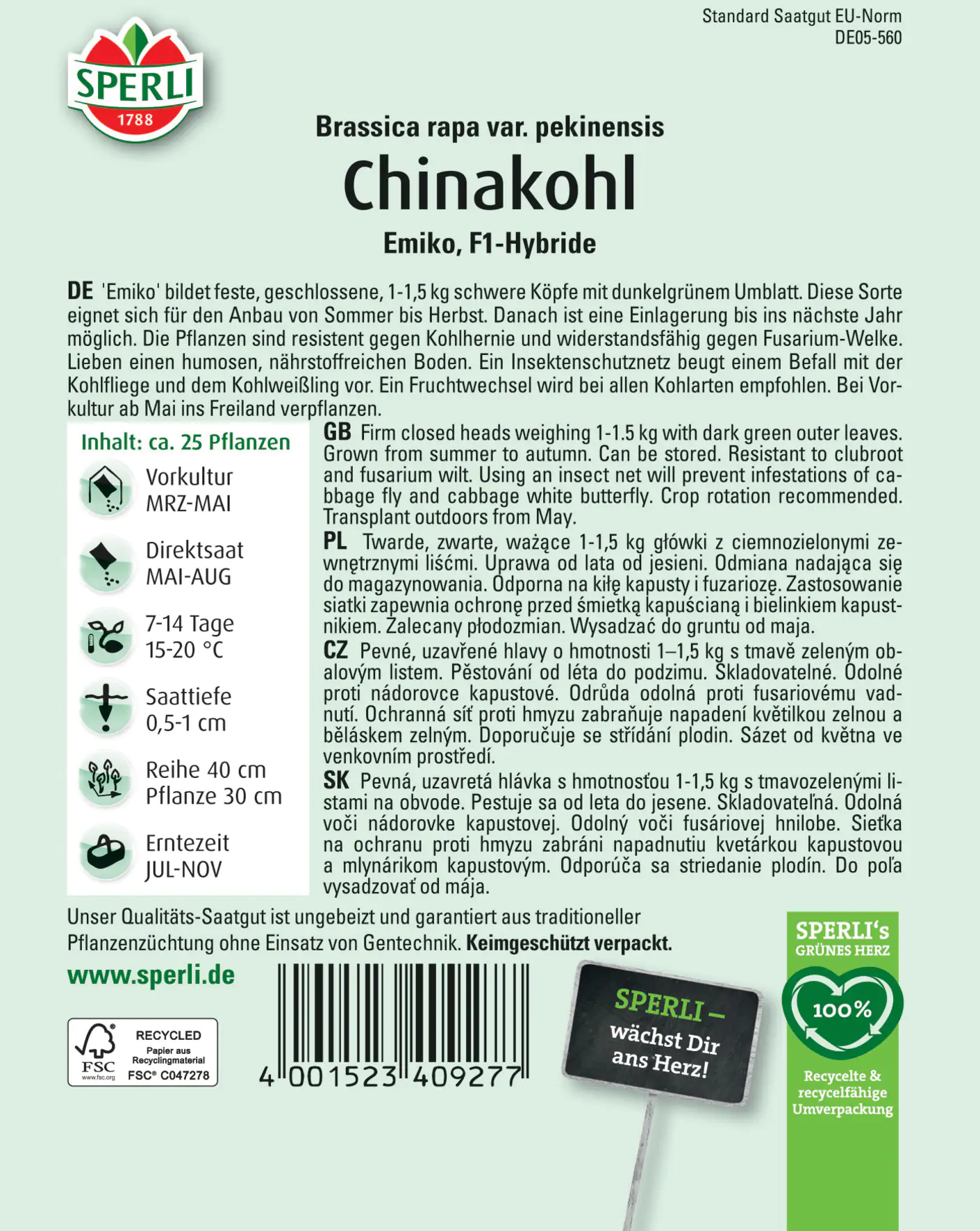 Sperli Chinakohl Emiko F1